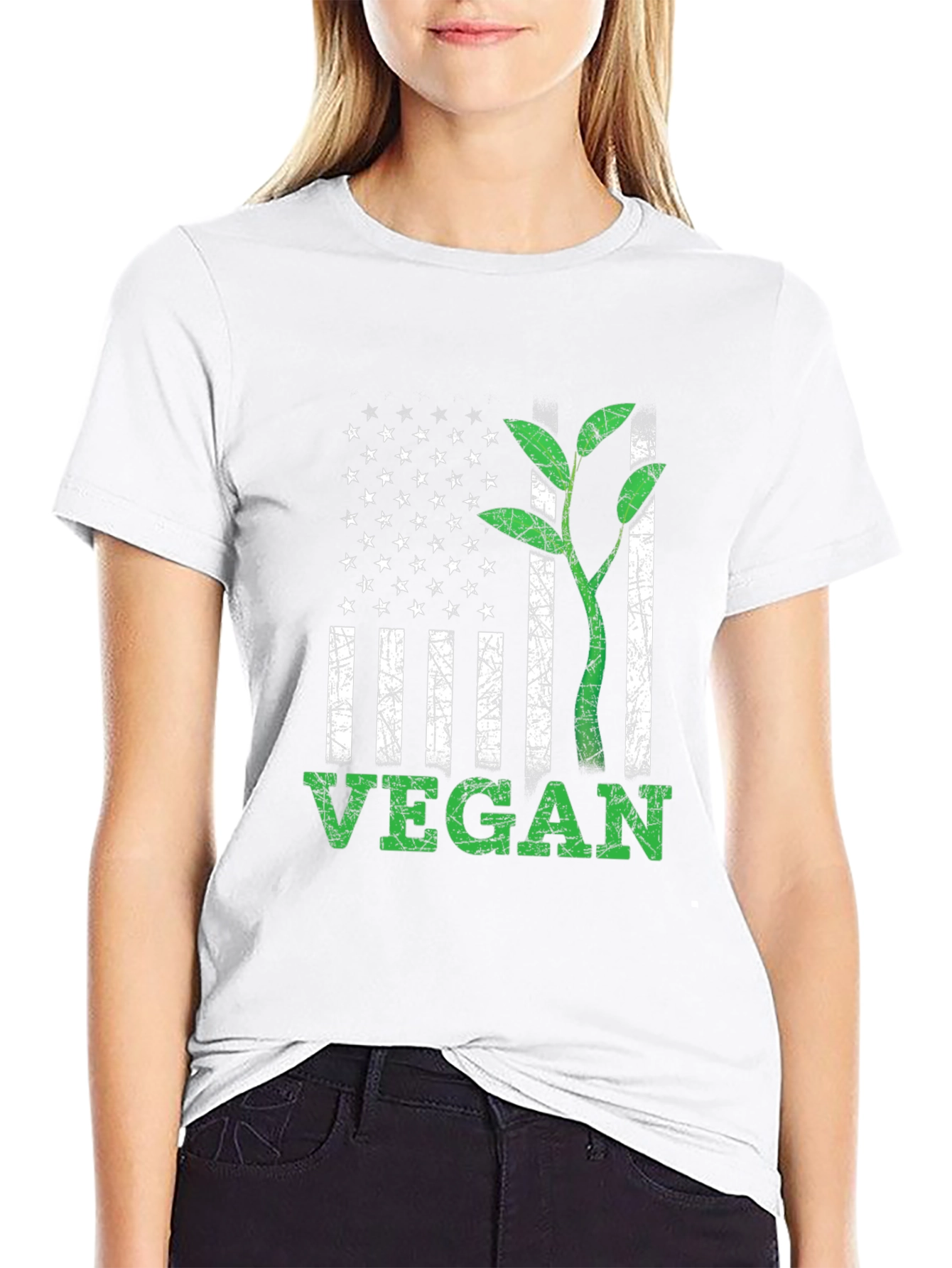 Vegan USA Flag Graphic T-Shirt