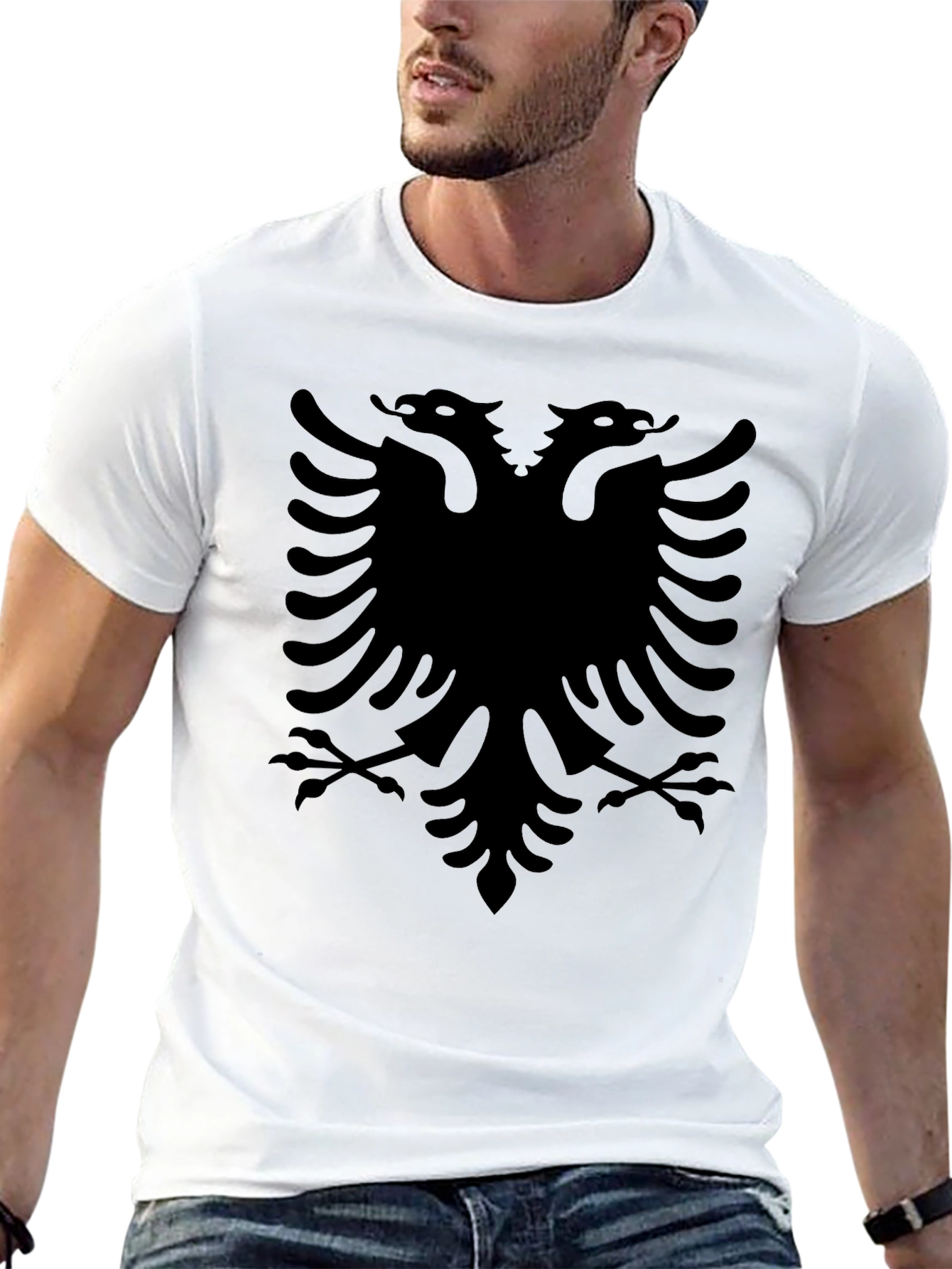 Albanian Eagle Graphic T-Shirt - Bold Black Design