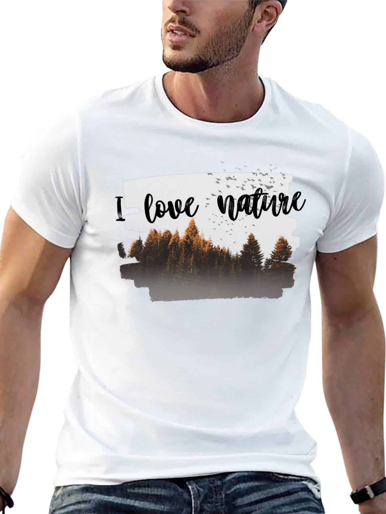 I Love Nature Graphic T-Shirt - Black Cotton Tee