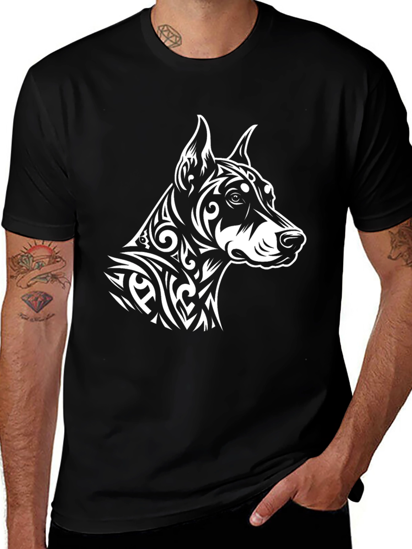 Doberman Dog Graphic T-Shirt - Black