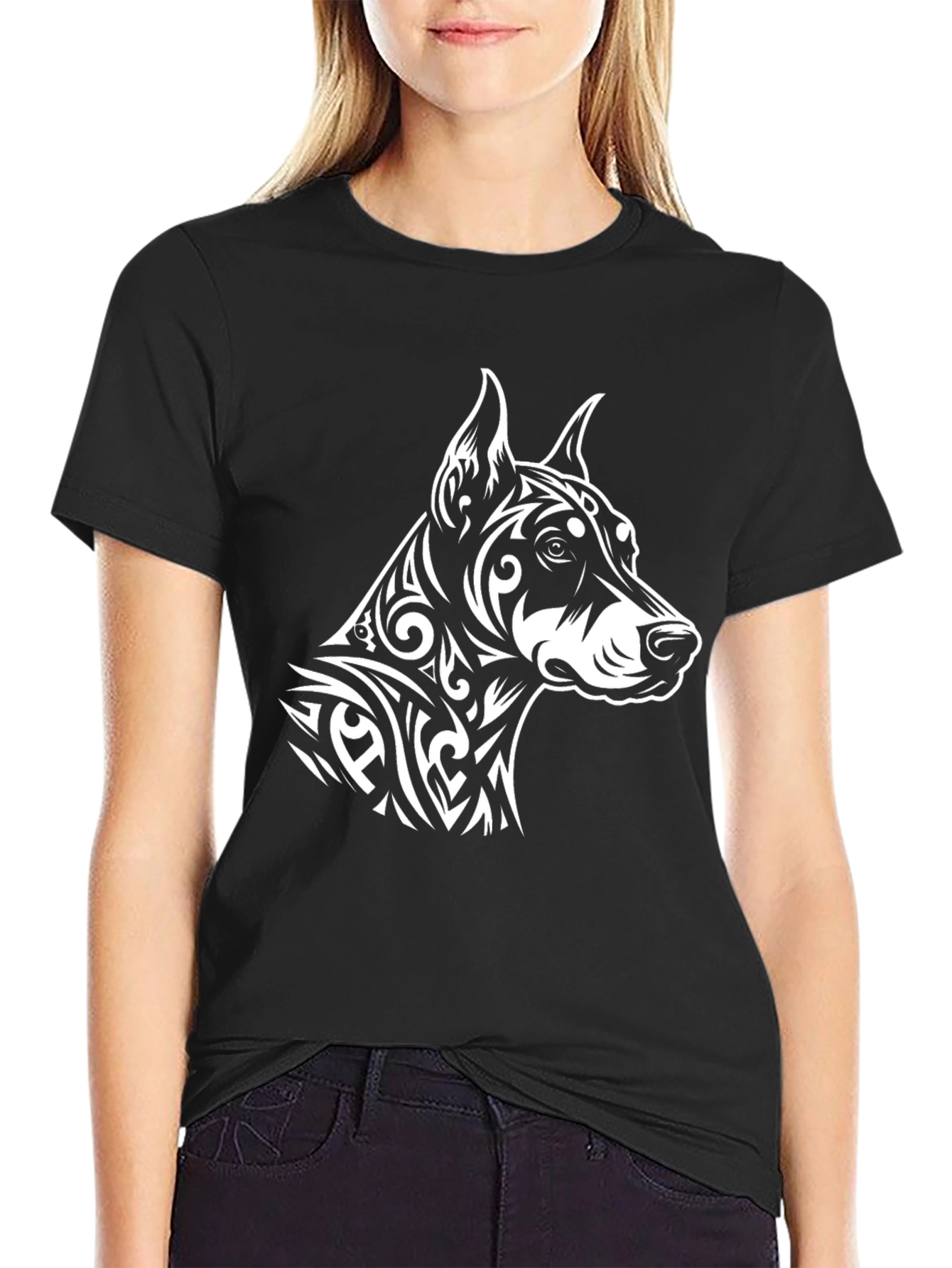 Doberman Dog Graphic T-Shirt - Black