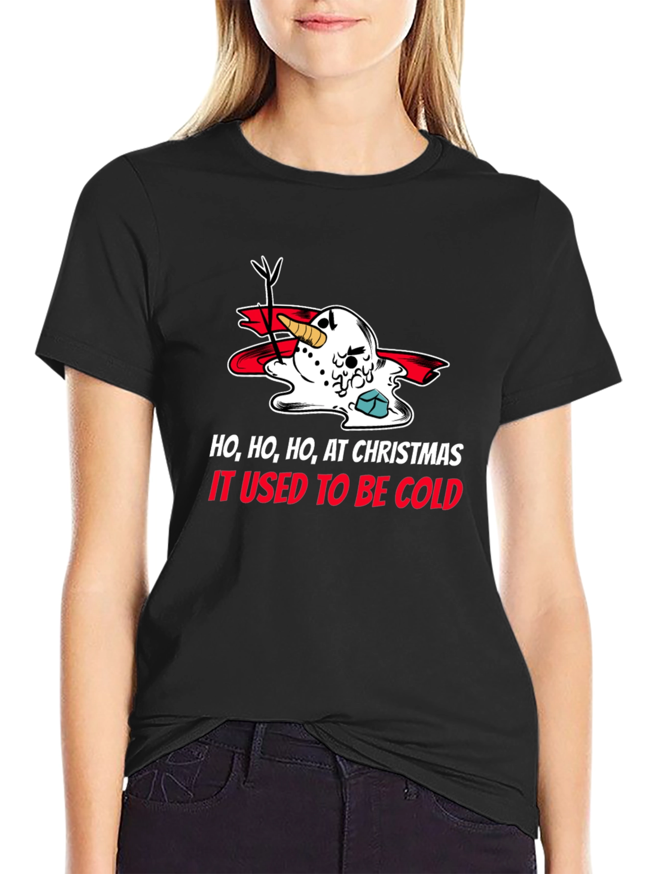 Funny Christmas Melted Snowman Graphic T-Shirt