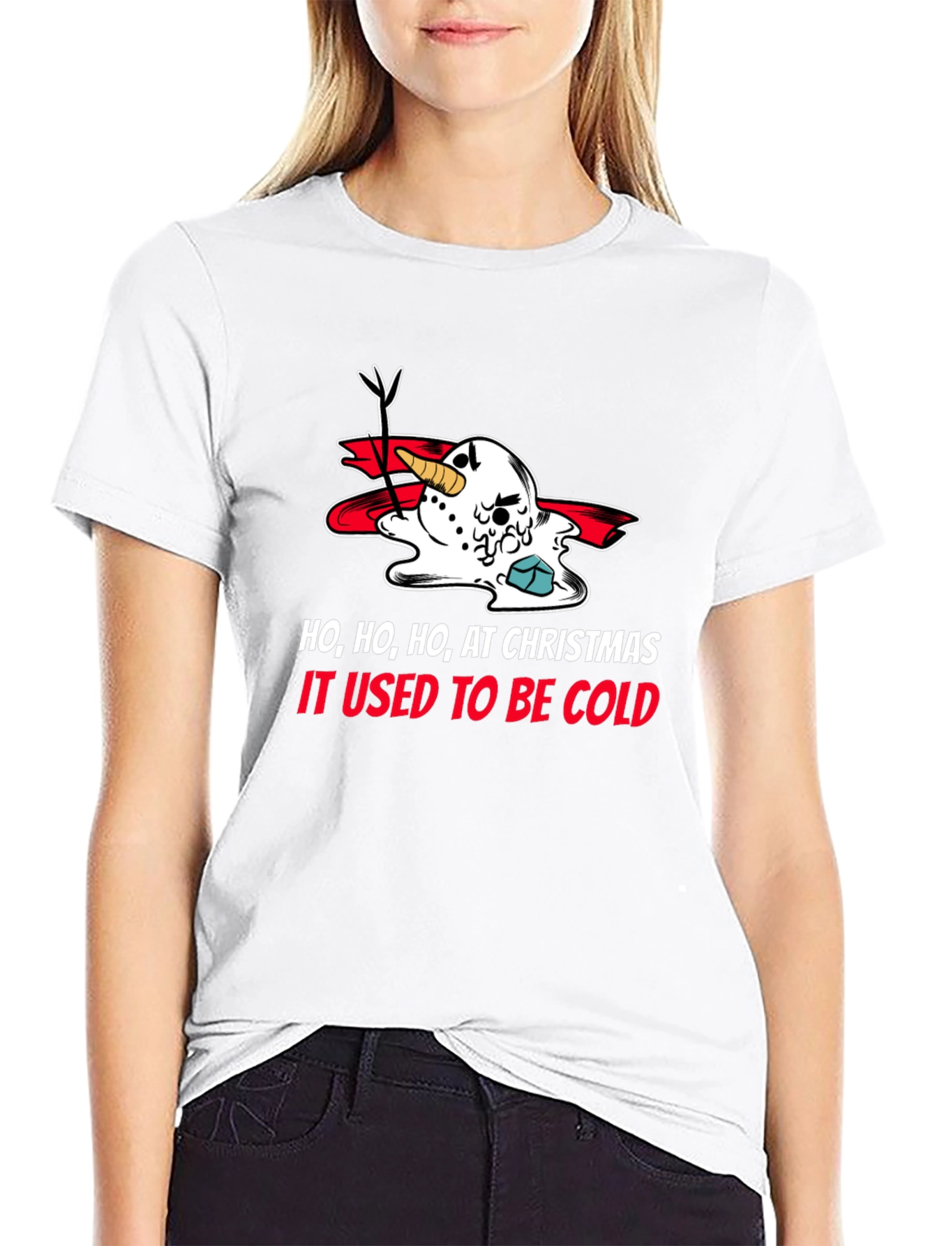 Funny Christmas Melted Snowman Graphic T-Shirt