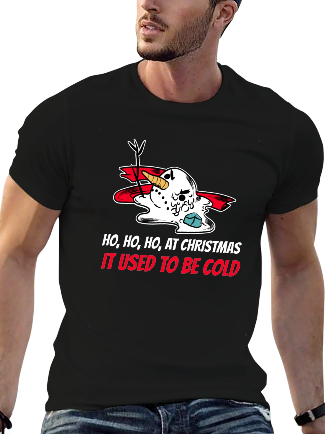 Funny Christmas Melted Snowman Graphic T-Shirt