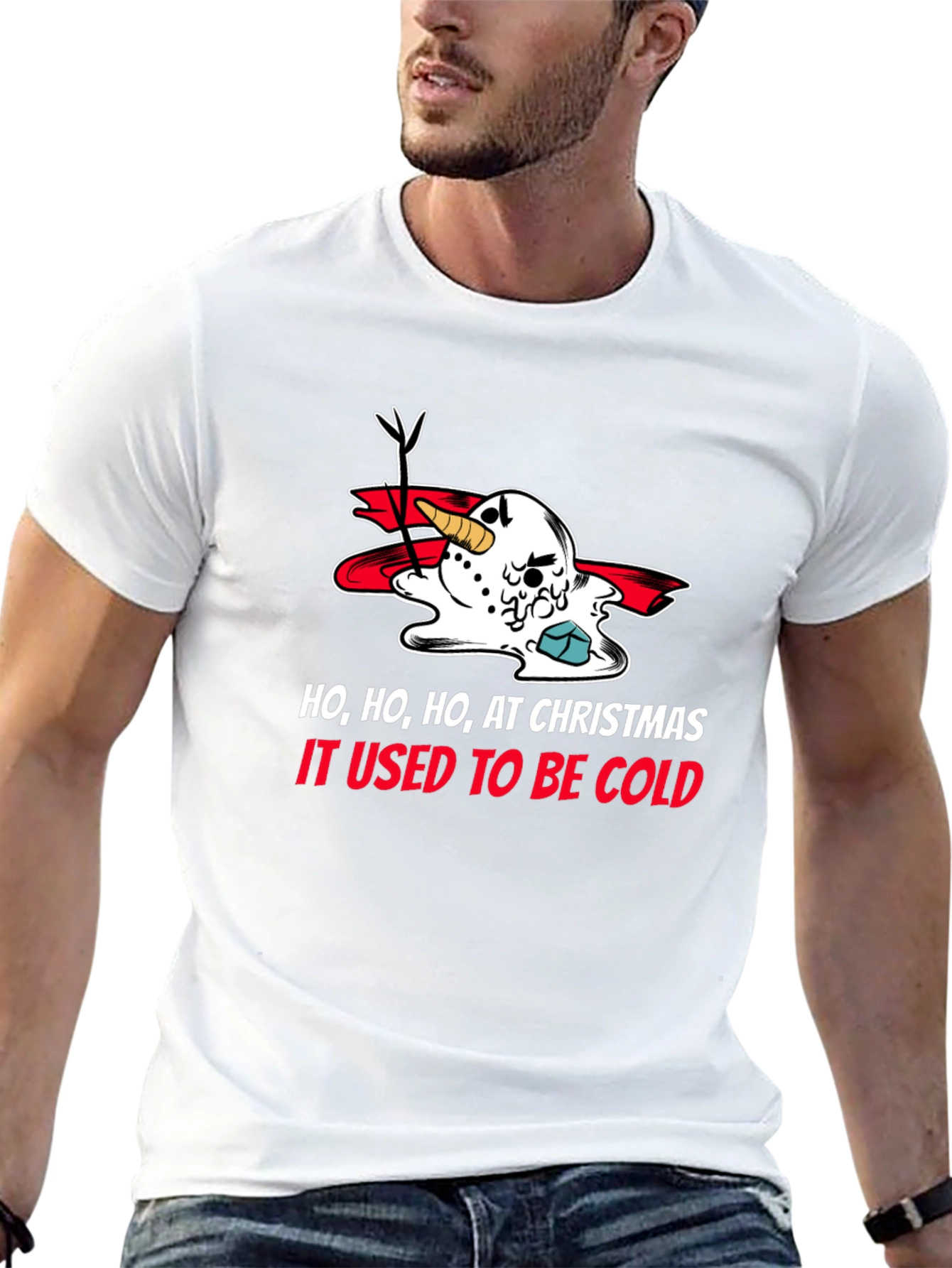 Funny Christmas Melted Snowman Graphic T-Shirt