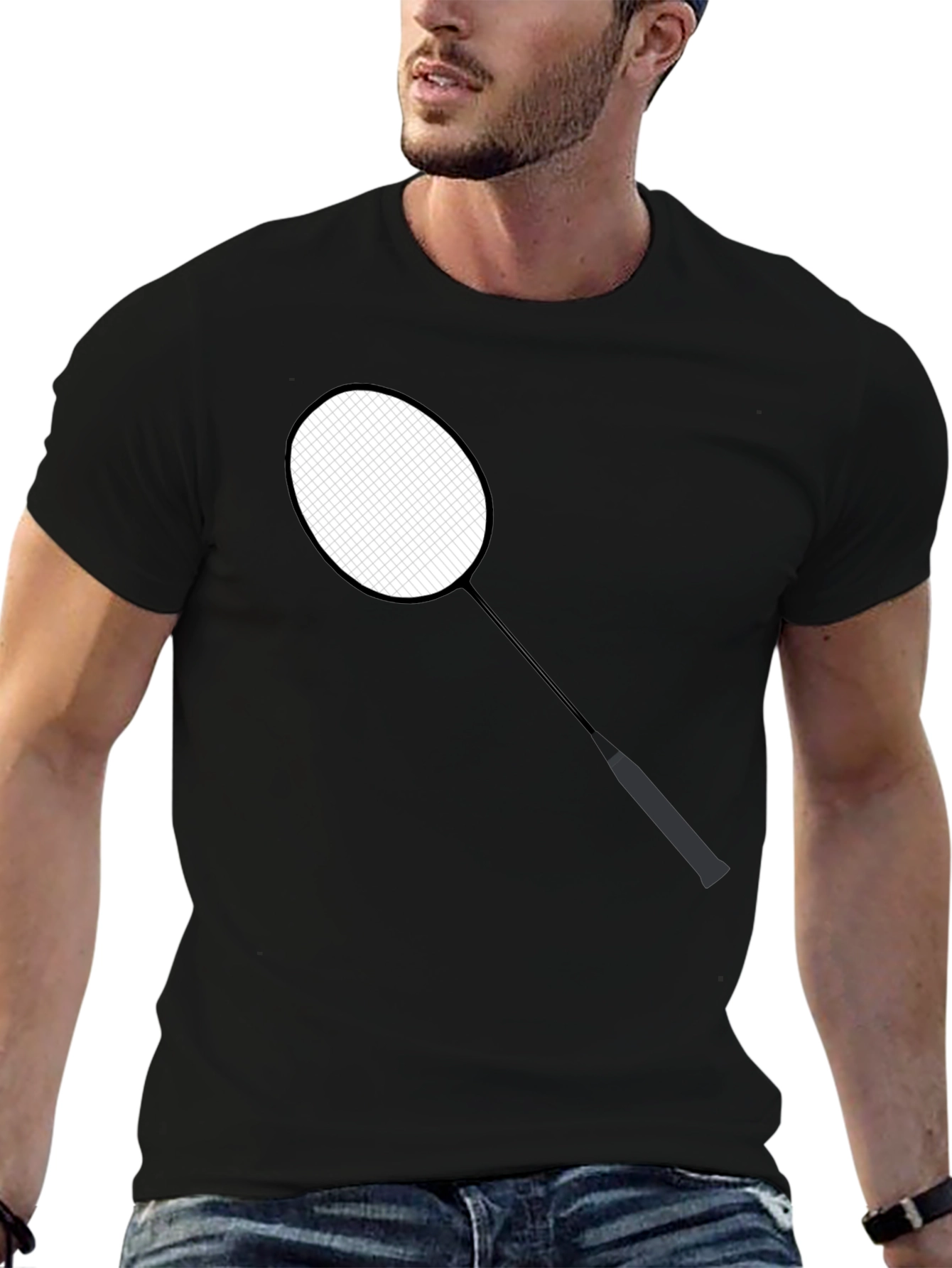 Badminton Racket Graphic Tee - Stylish Sportswear