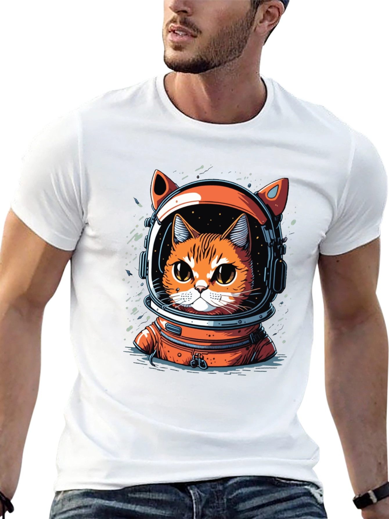 Cat Astronaut Graphic T-Shirt