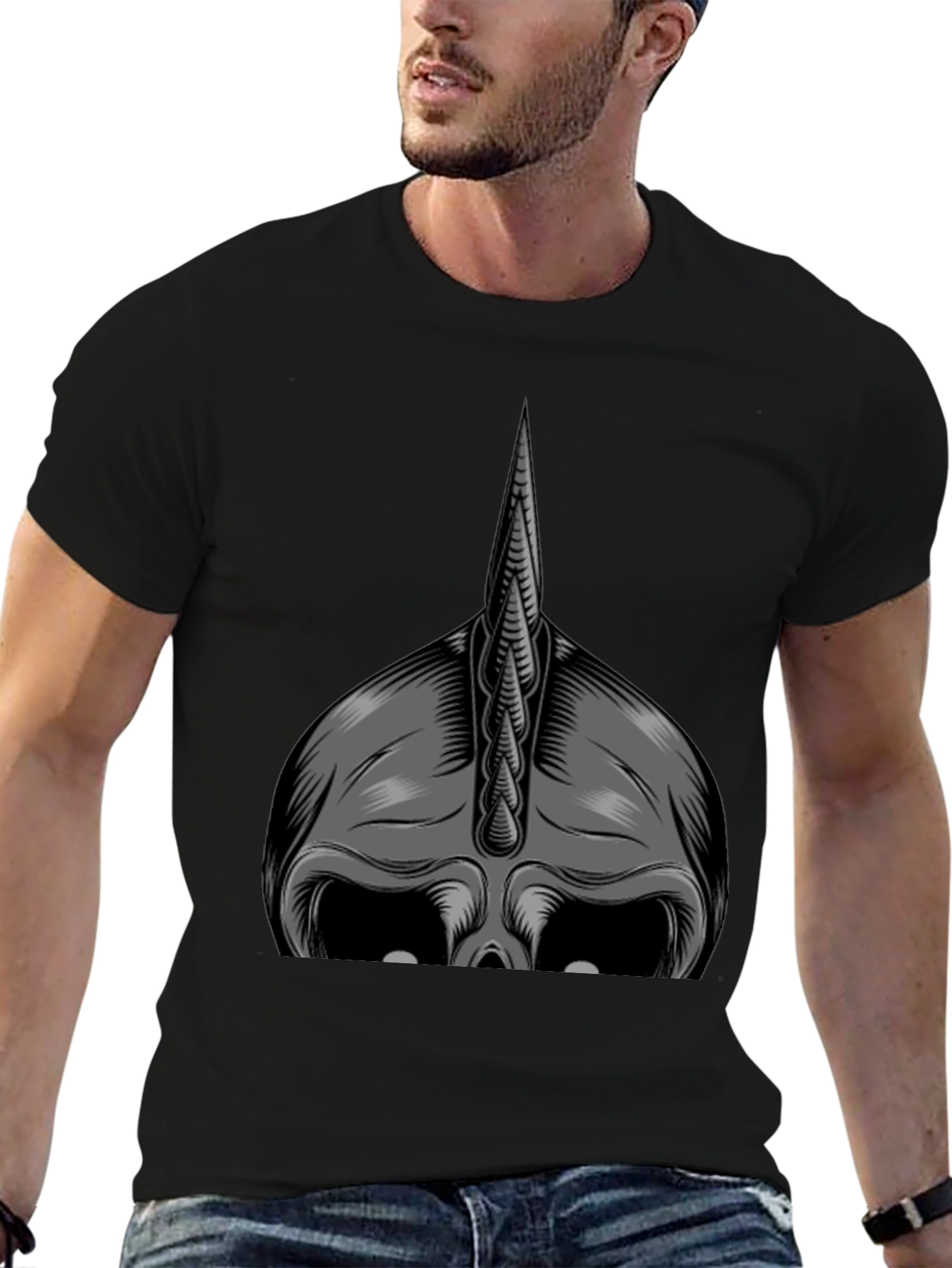 Monochrome Viking Helmet Graphic Tee