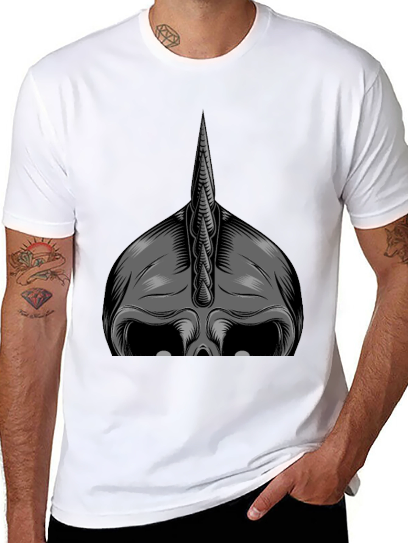 Monochrome Viking Helmet Graphic Tee