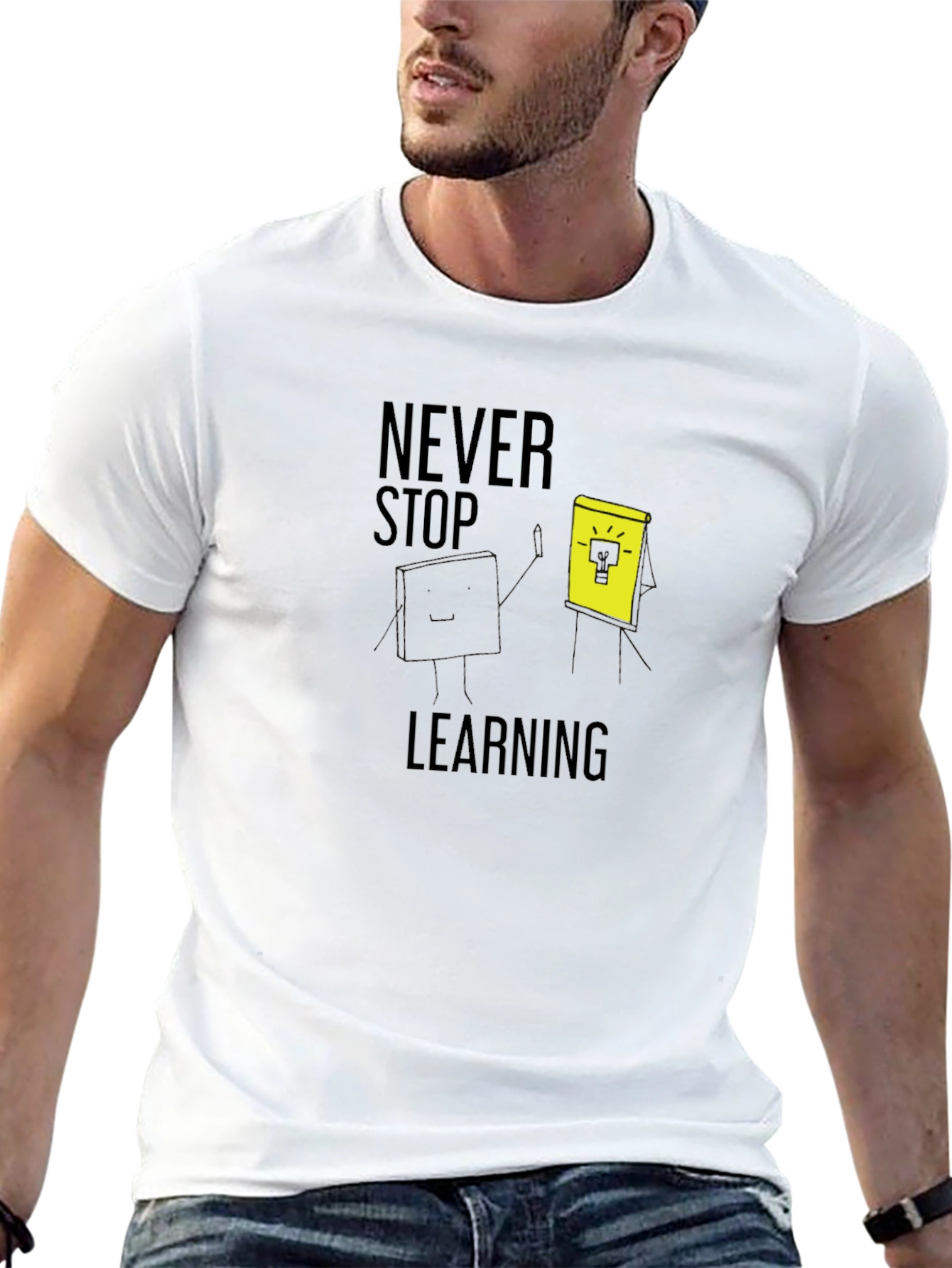 Never Stop Learning Graphic Tee - Black