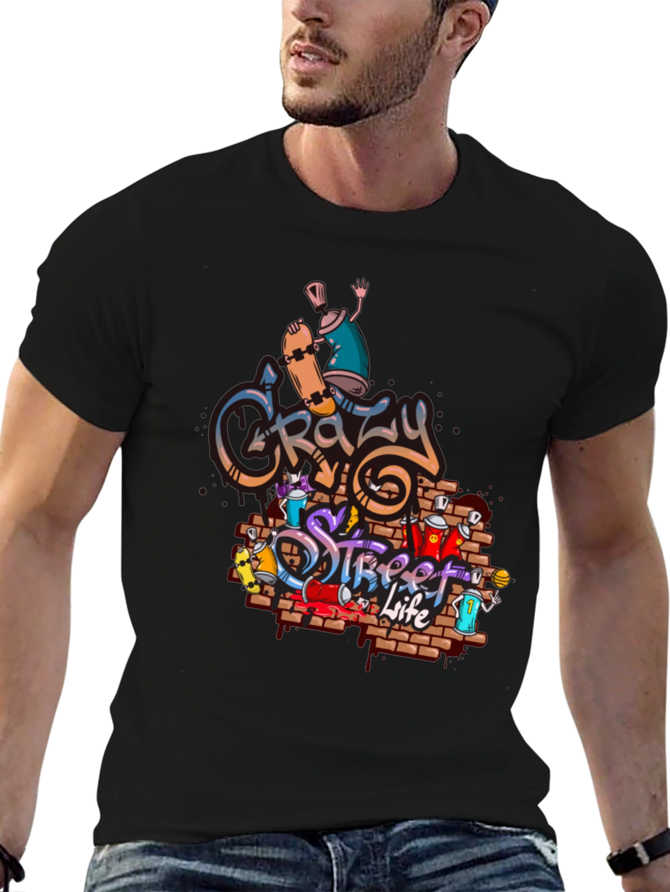 Crazy Street Life Graphic T-Shirt