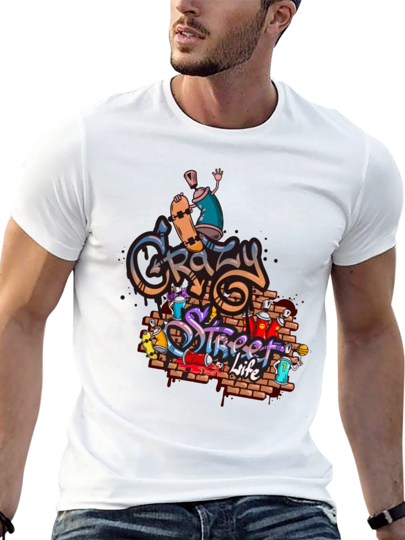 Crazy Street Life Graphic T-Shirt