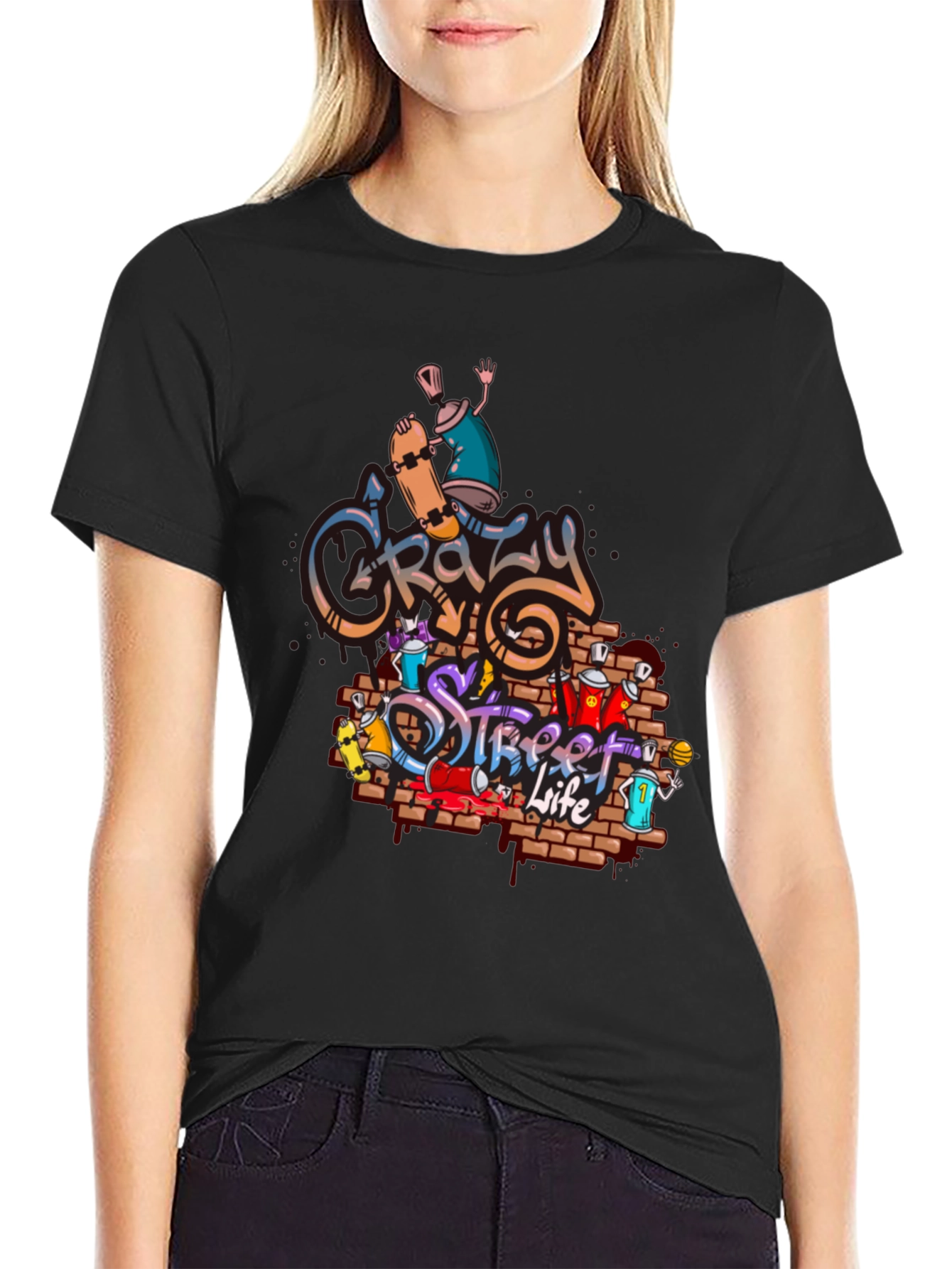 Crazy Street Life Graphic T-Shirt