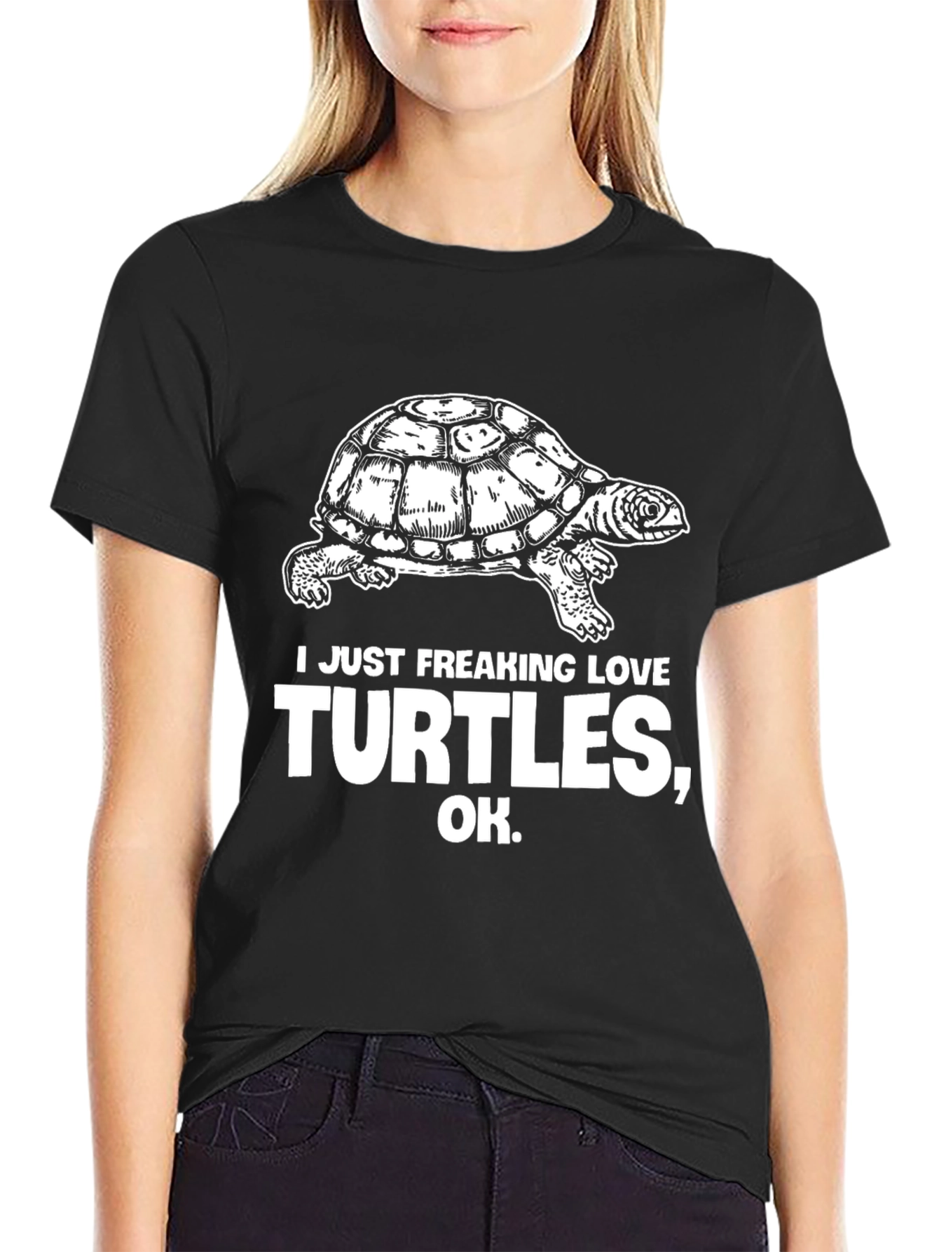 I Love Turtles Black T-Shirt