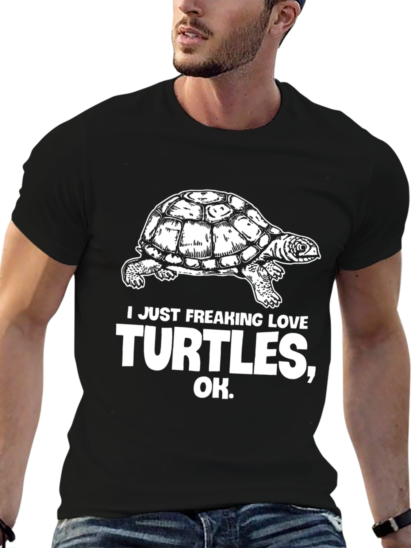 I Love Turtles Black T-Shirt