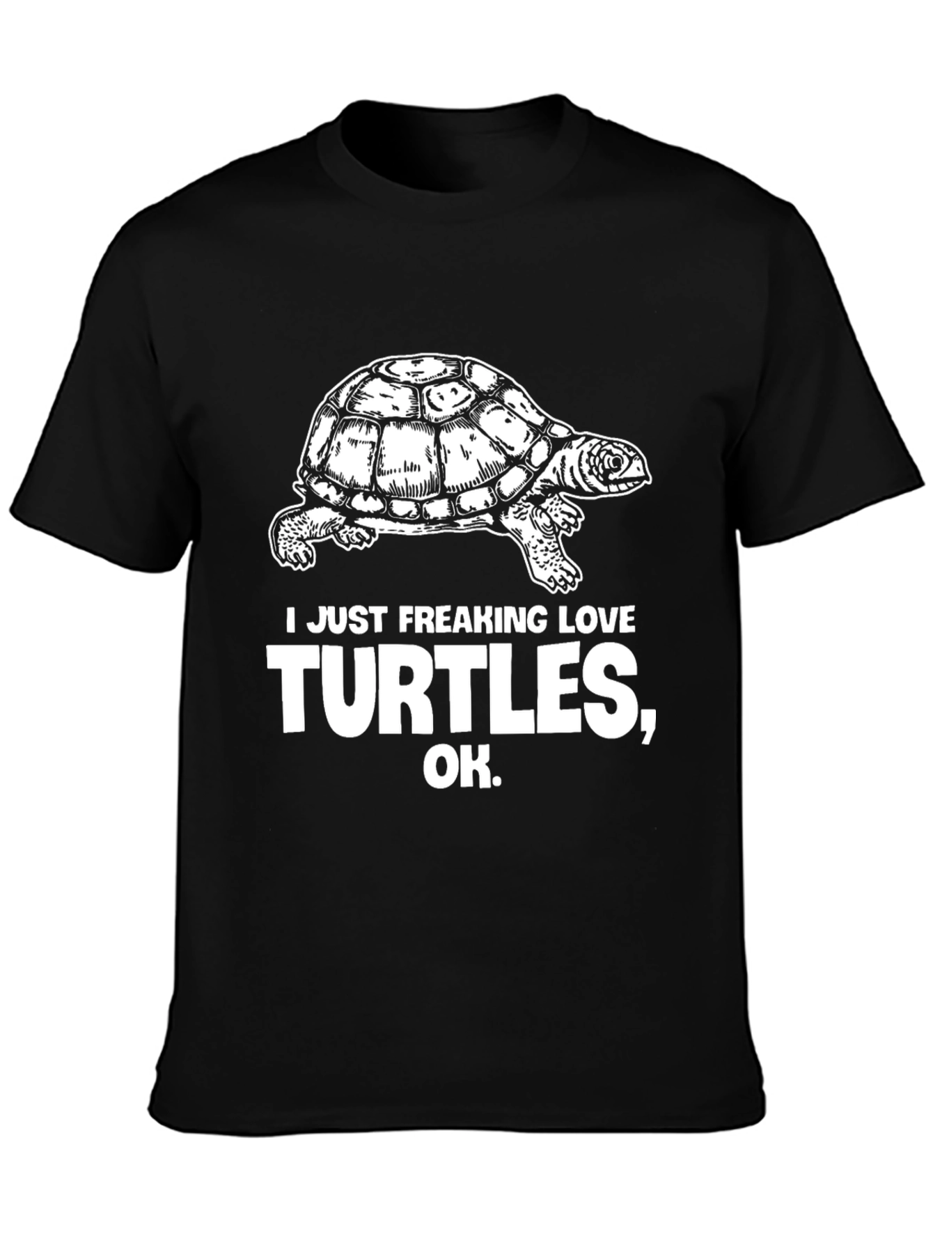 I Love Turtles Black T-Shirt