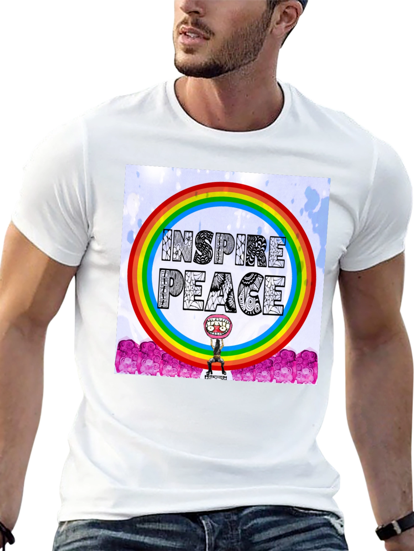 Inspire Peace Graphic Tee - Rainbow Design