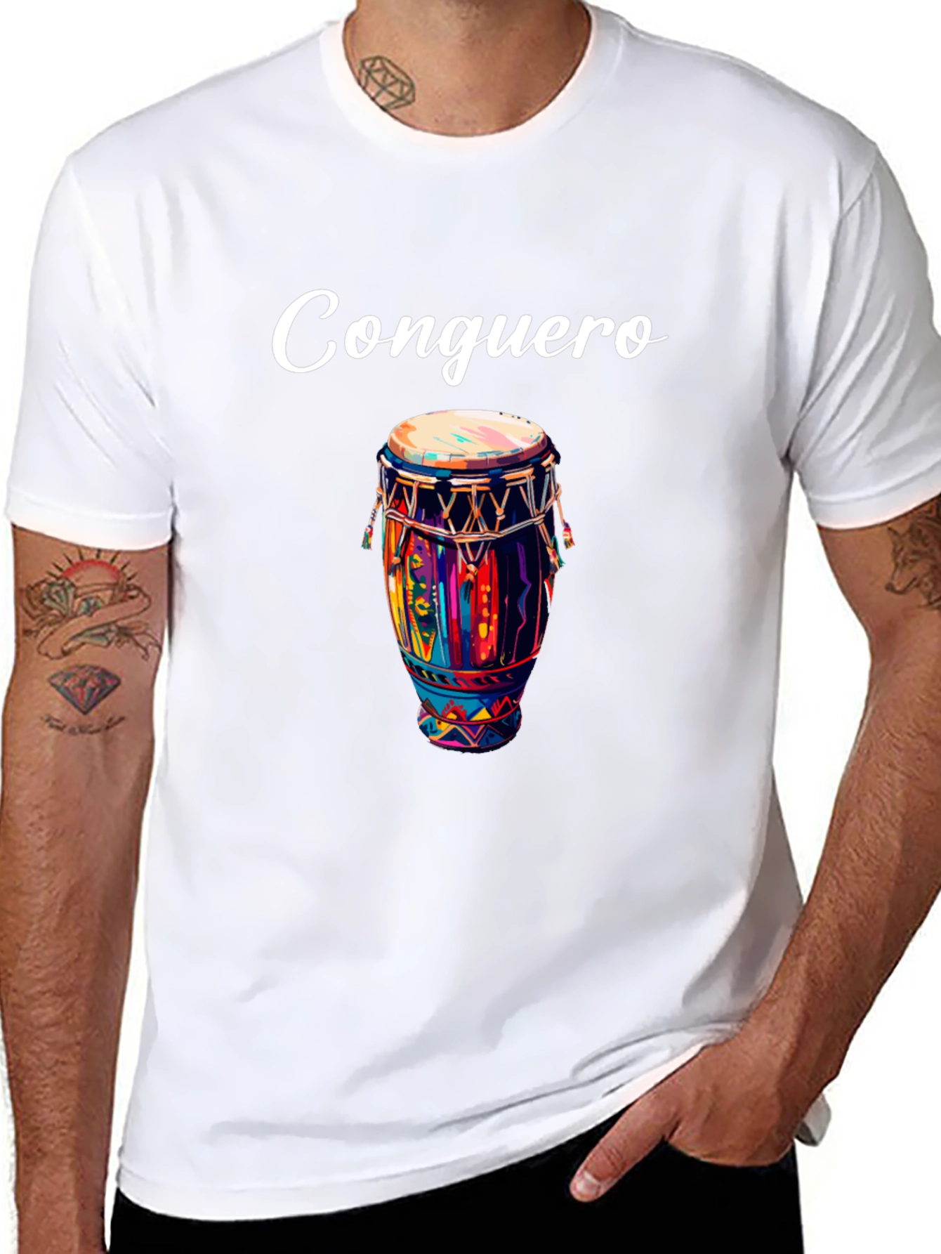 Conguero Drum T-Shirt - Unique Musical Design