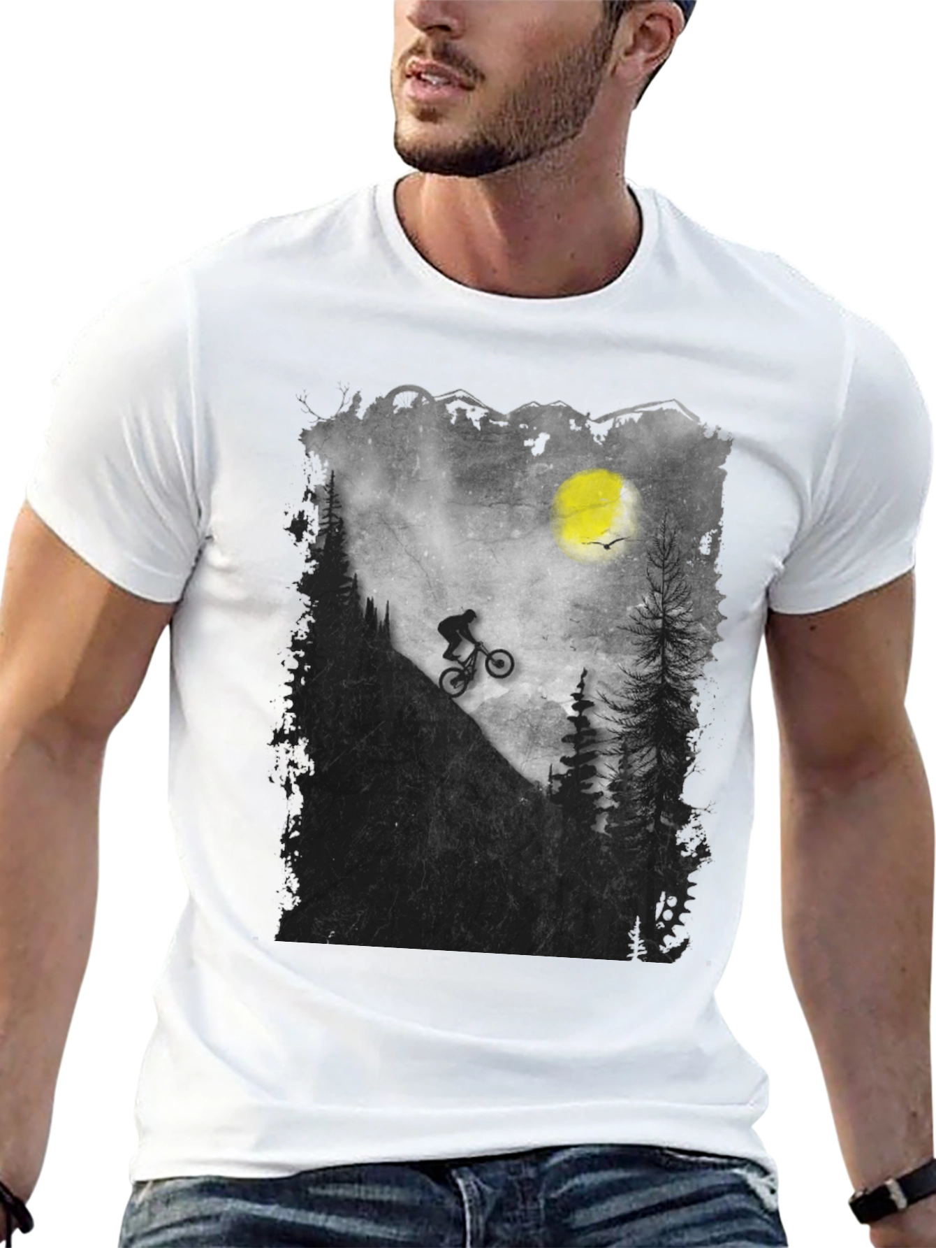 Mountain Biker Silhouette Graphic Tee