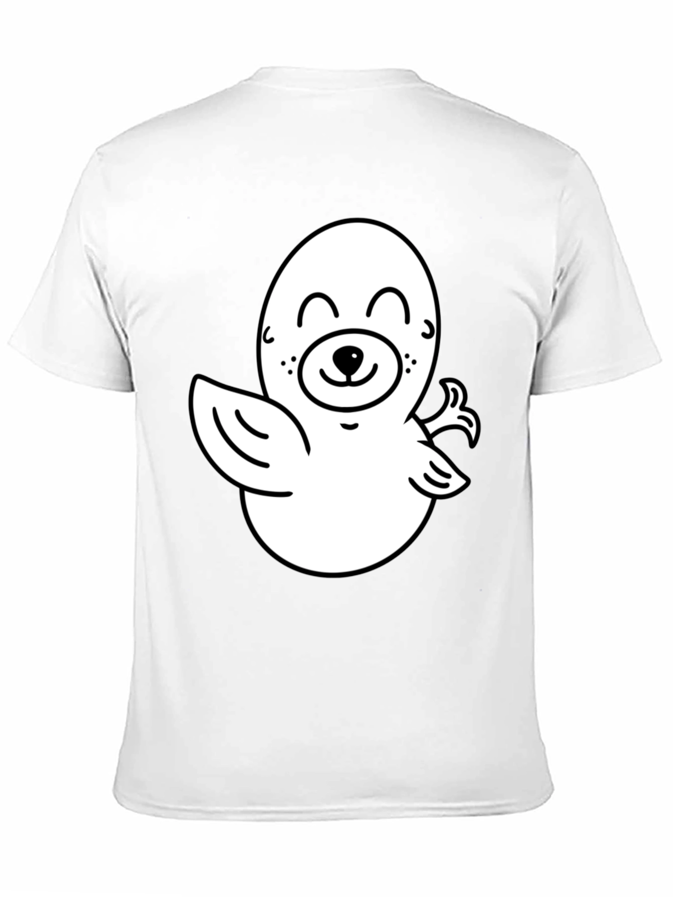 Cute Cartoon Seal Graphic T-Shirt - Black