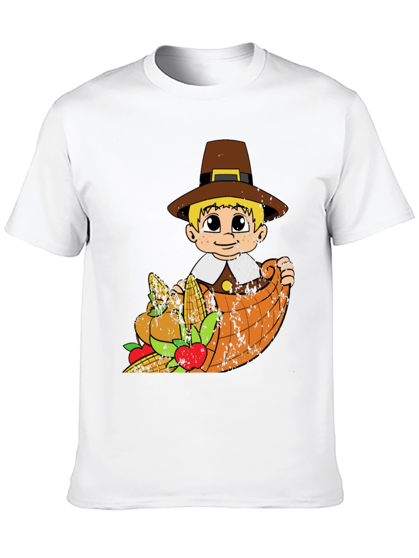 Thanksgiving Pilgrim Boy Cornucopia T-Shirt