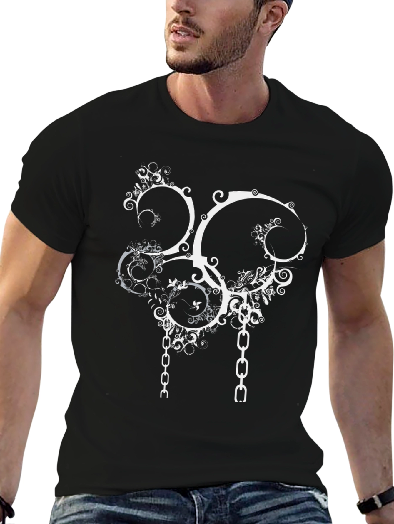 Abstract Chain Graphic Tee - Black