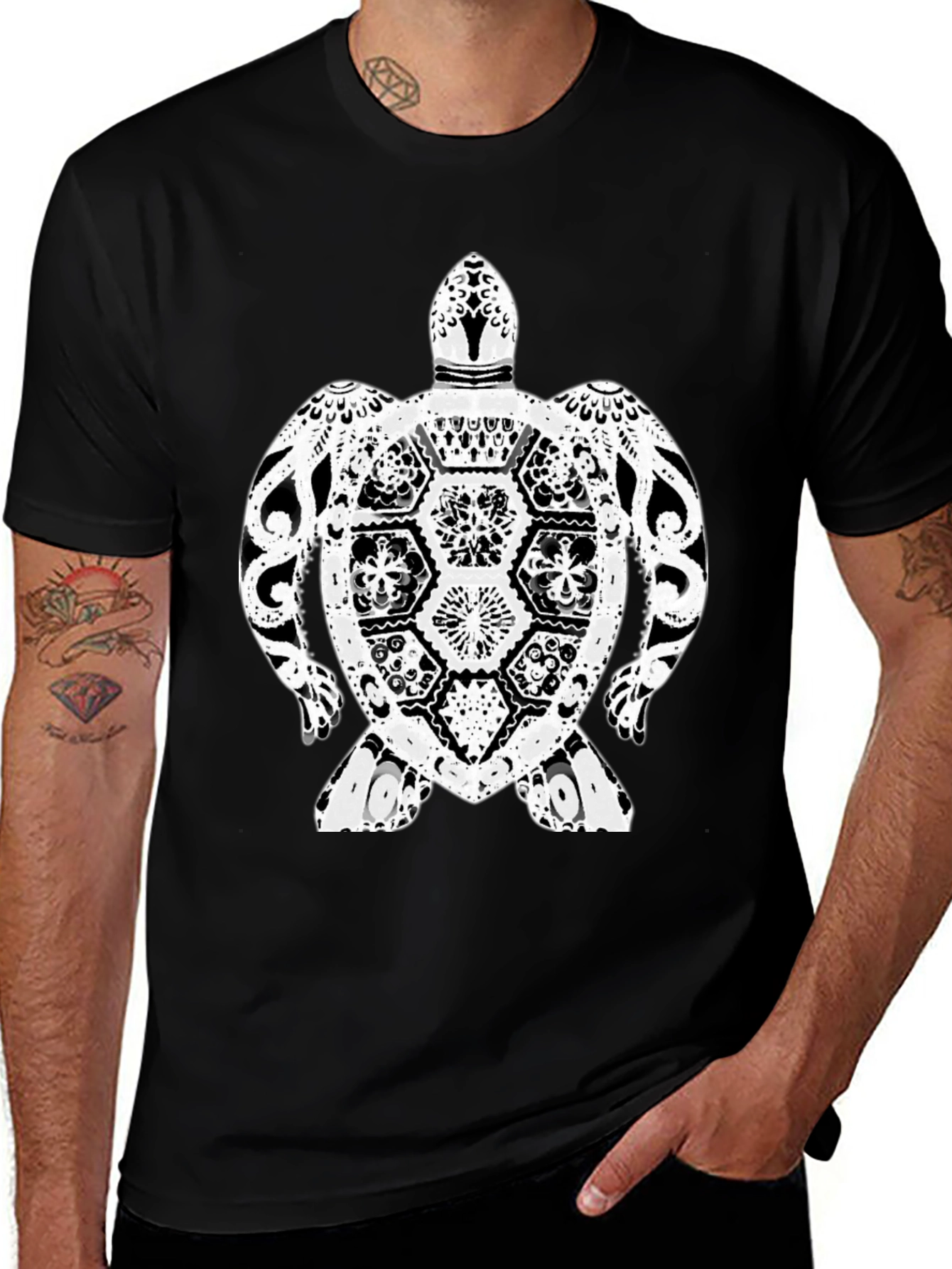 Turtle Graphic Tee - Black Casual T-Shirt
