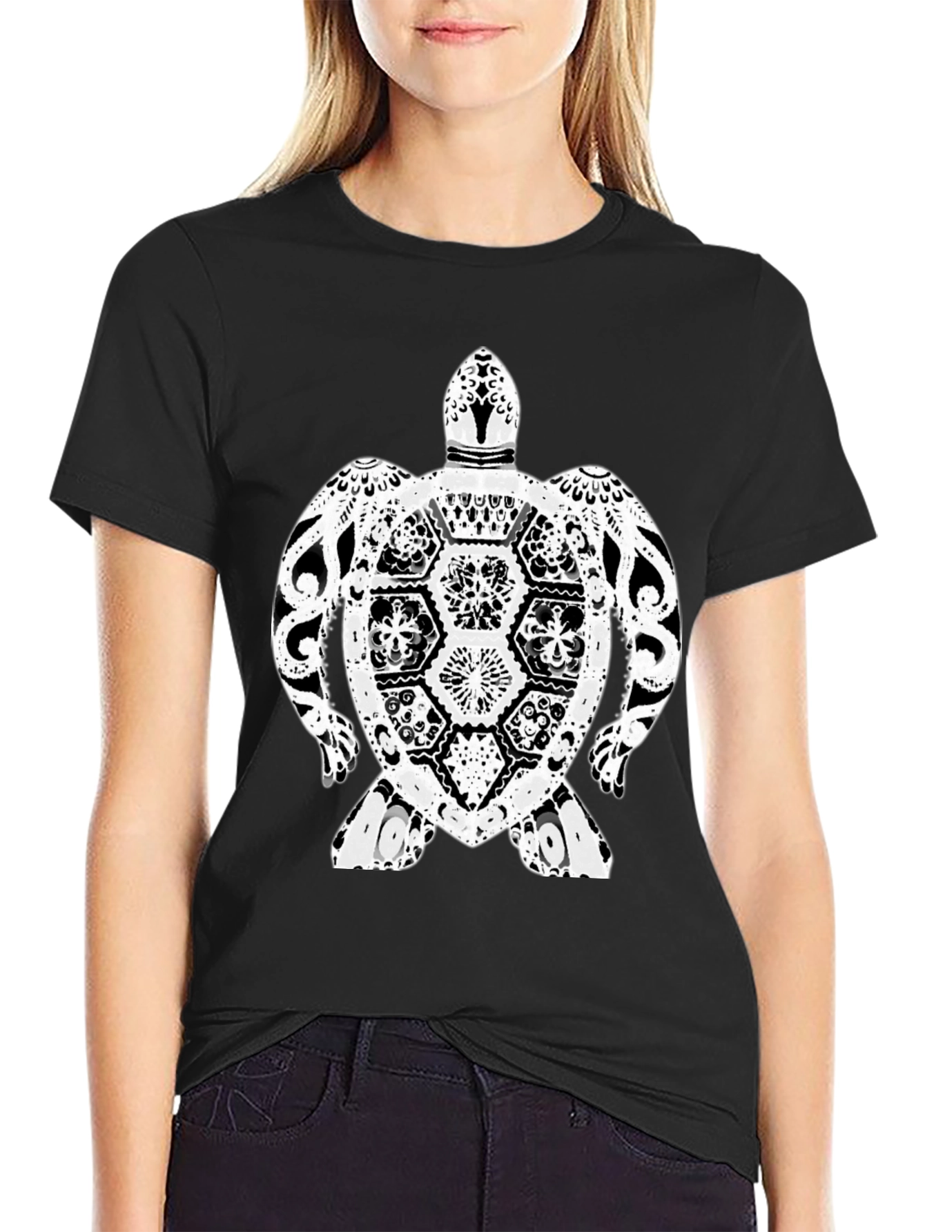 Turtle Graphic Tee - Black Casual T-Shirt