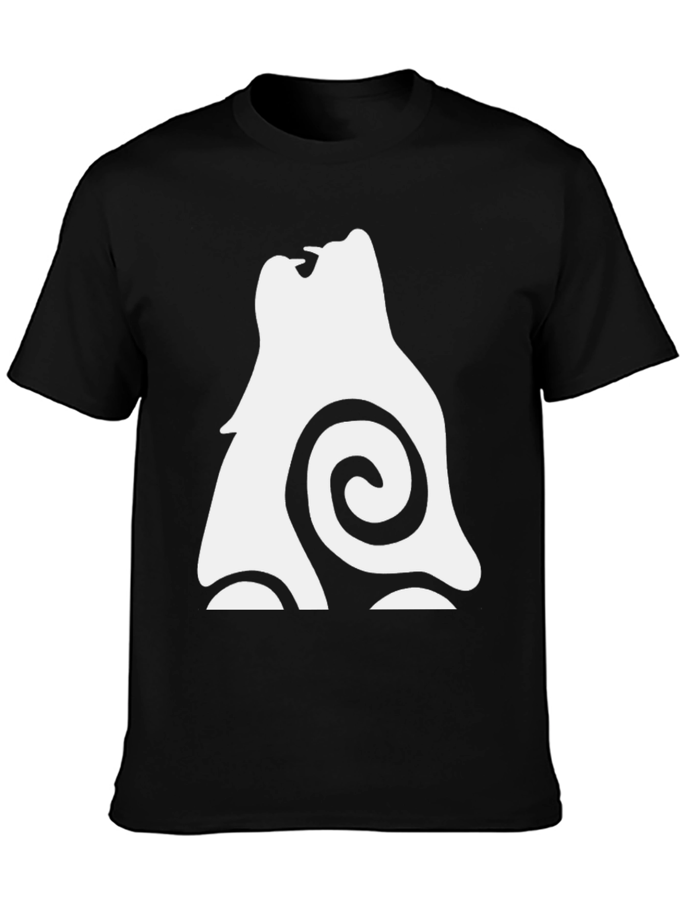 Mens Black T-Shirt - Abstract Wolf Design