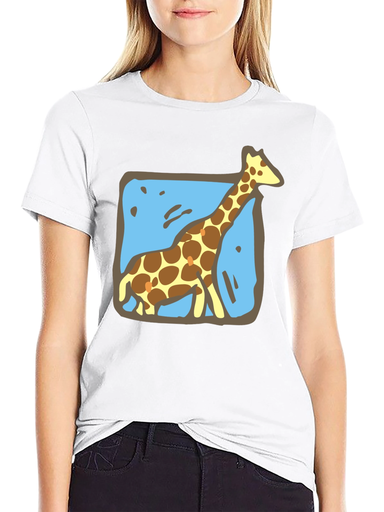 Giraffe Graphic Tee - Mens Black Crew Neck T-Shirt