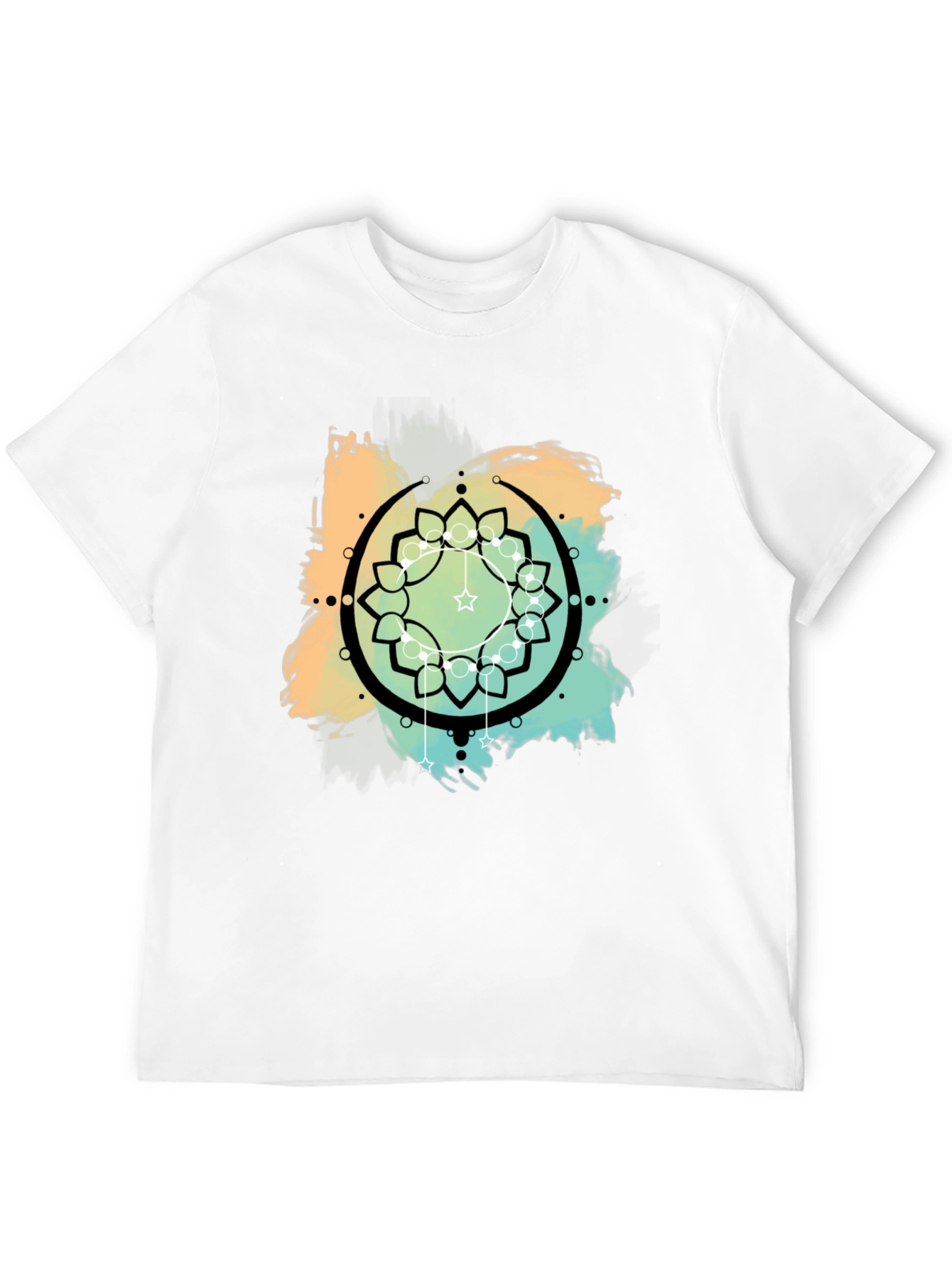 Geometric Mandala Graphic Print Mens Black T-Shirt