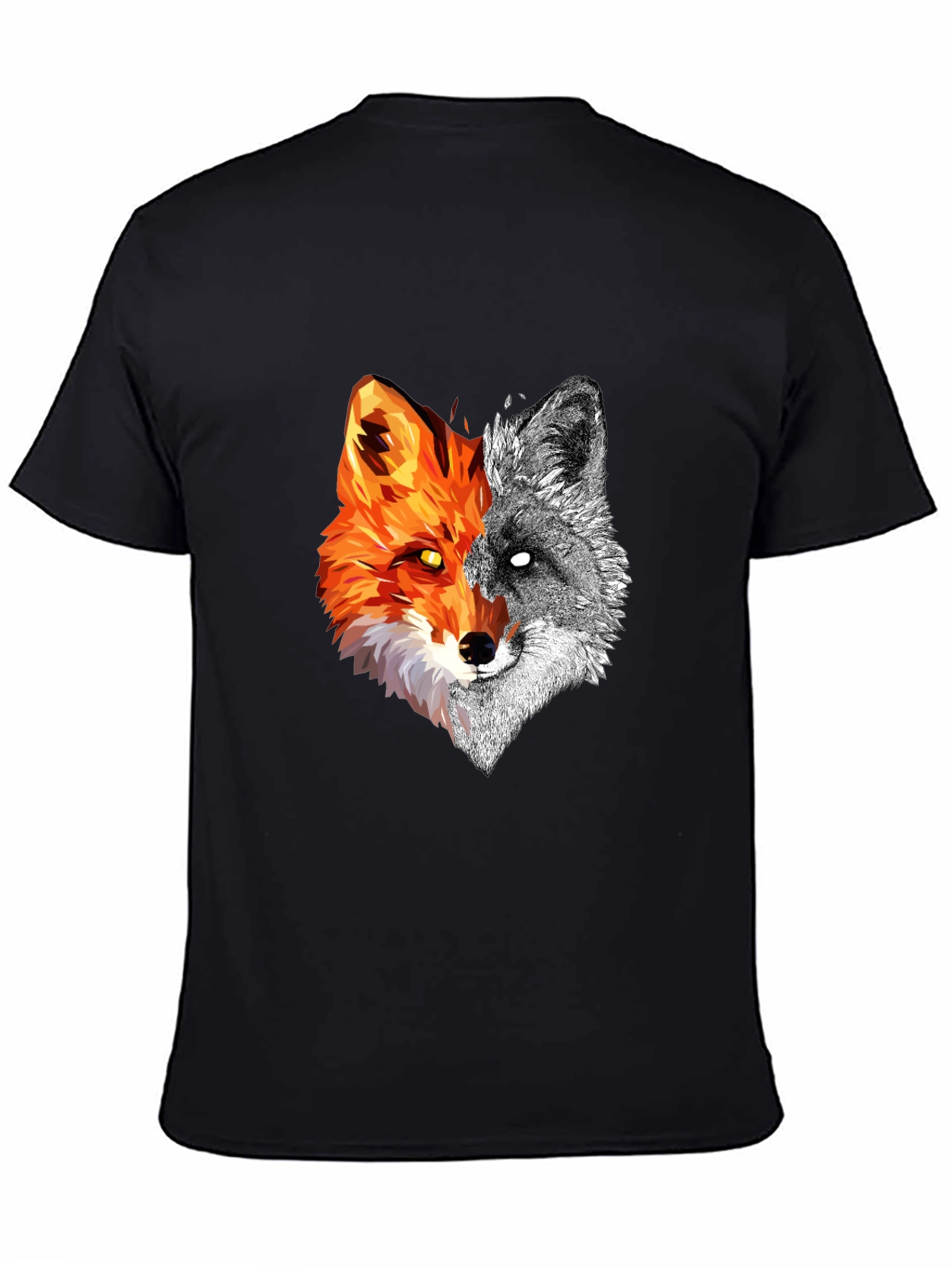 Dual Fox Graphic Tee - Stylish Mens Black T-Shirt