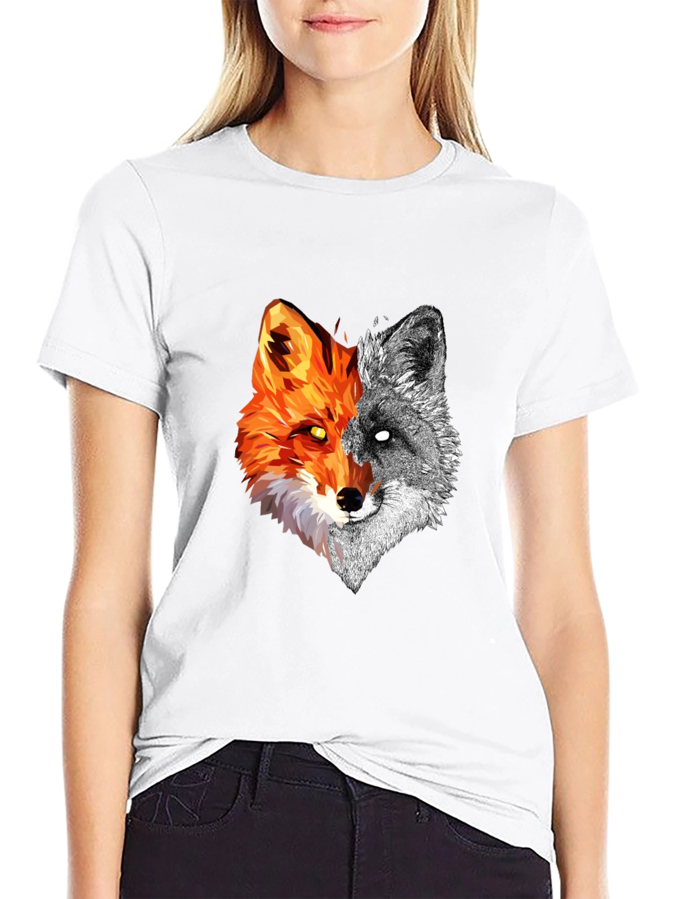 Dual Fox Graphic Tee - Stylish Mens Black T-Shirt