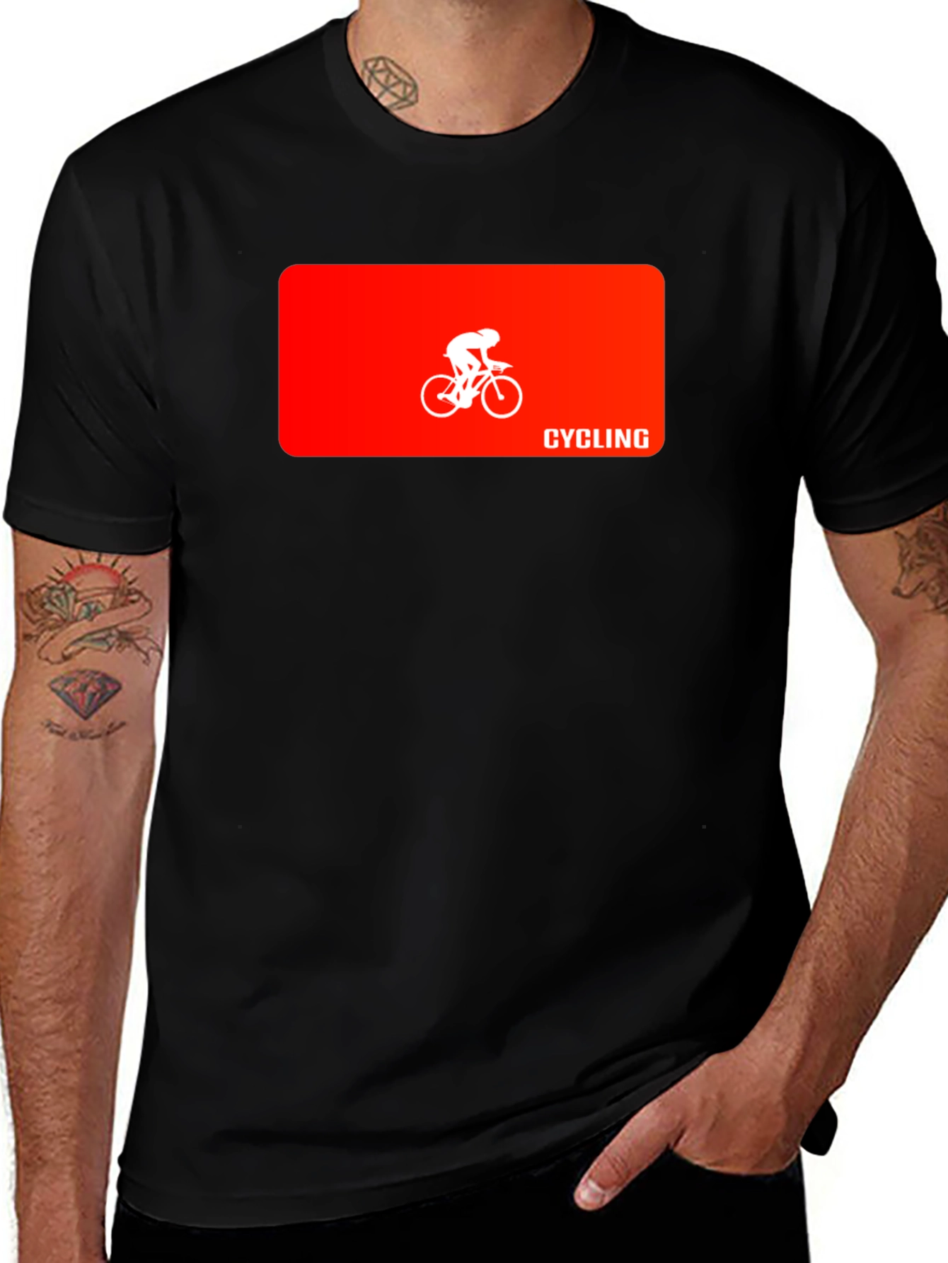 Cycling Graphic Tee - Black Crew Neck T-Shirt