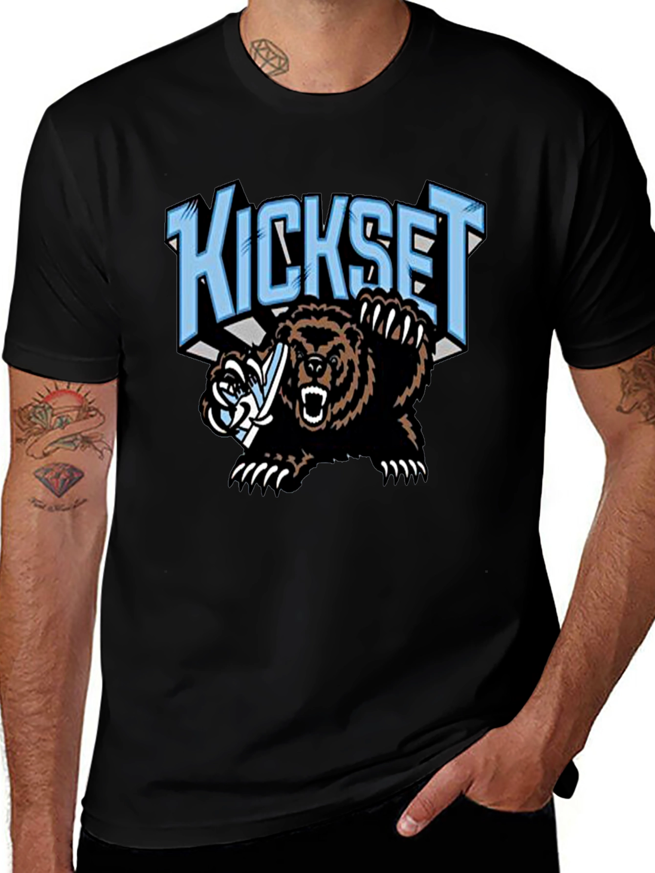 Kickset Bear Graphic Black T-Shirt