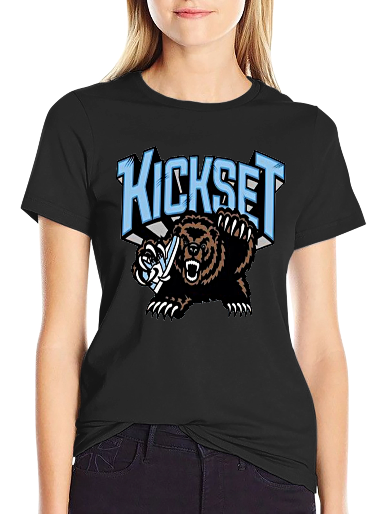 Kickset Bear Graphic Black T-Shirt
