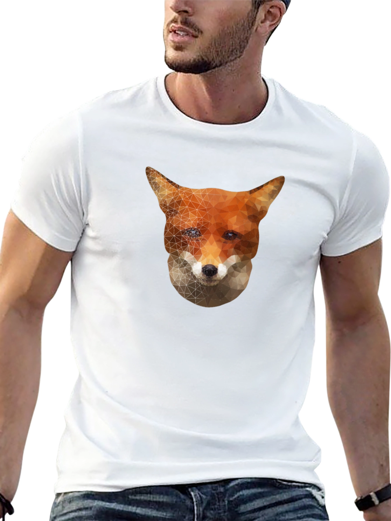 Geometric Fox Graphic Tee - Stylish Black T-Shirt