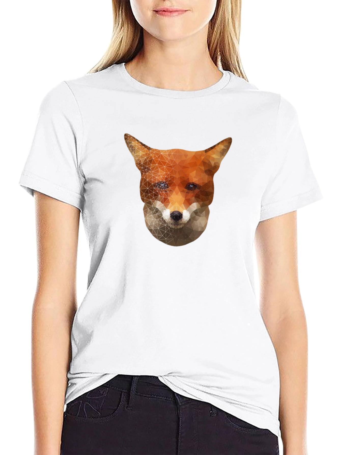 Geometric Fox Graphic Tee - Stylish Black T-Shirt