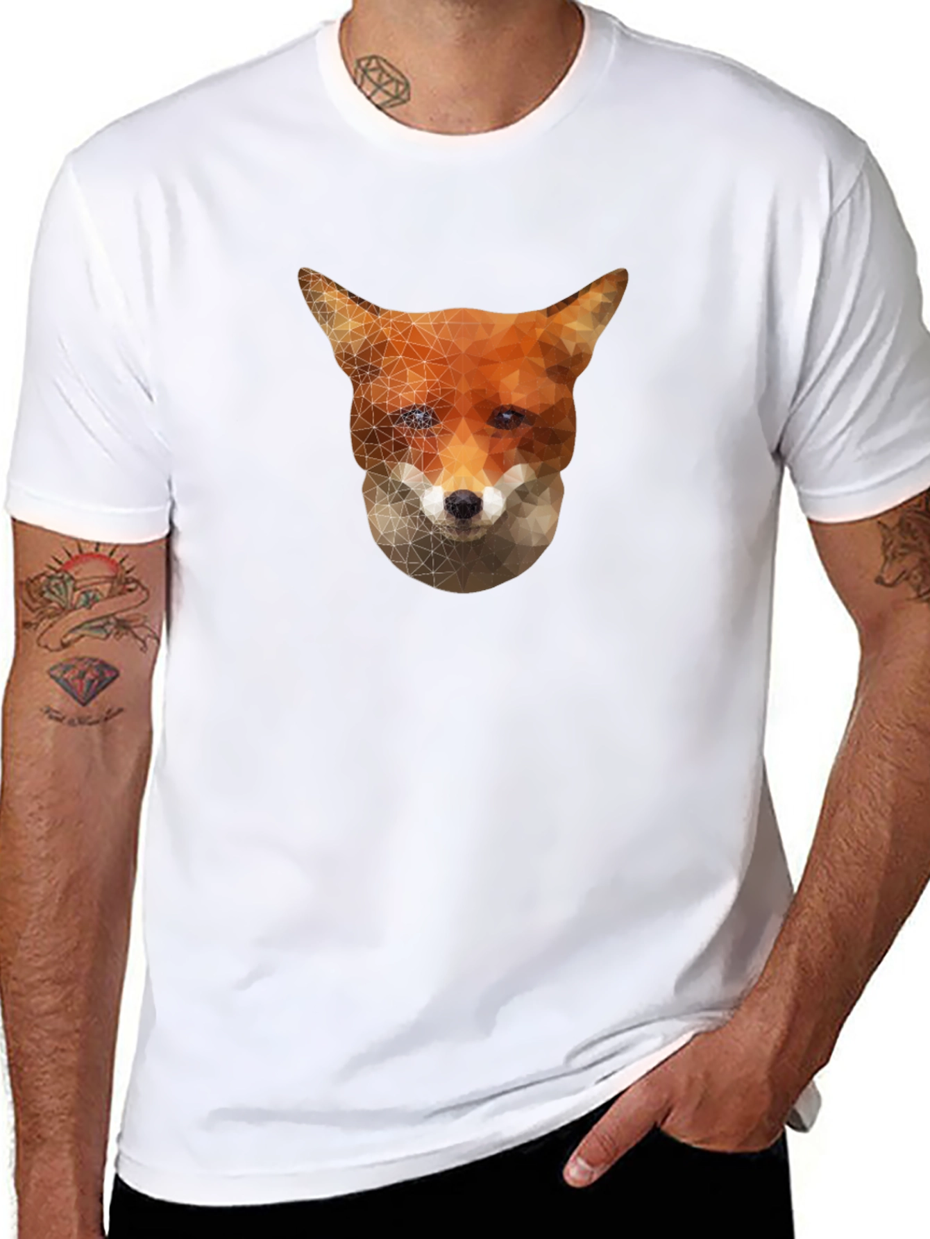 Geometric Fox Graphic Tee - Stylish Black T-Shirt