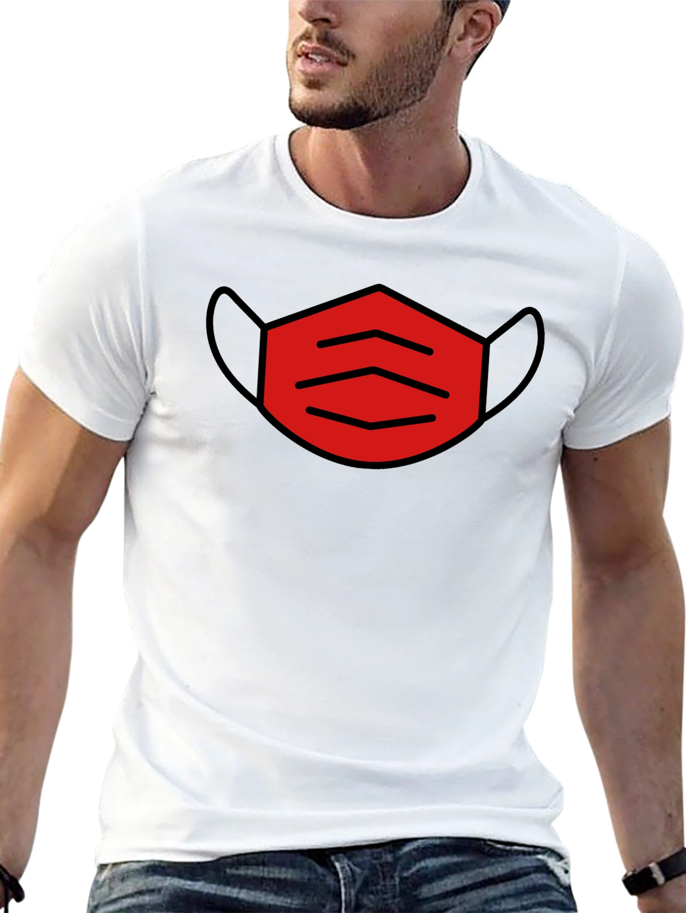 Mask Graphic Tee - Trendy Black T-Shirt