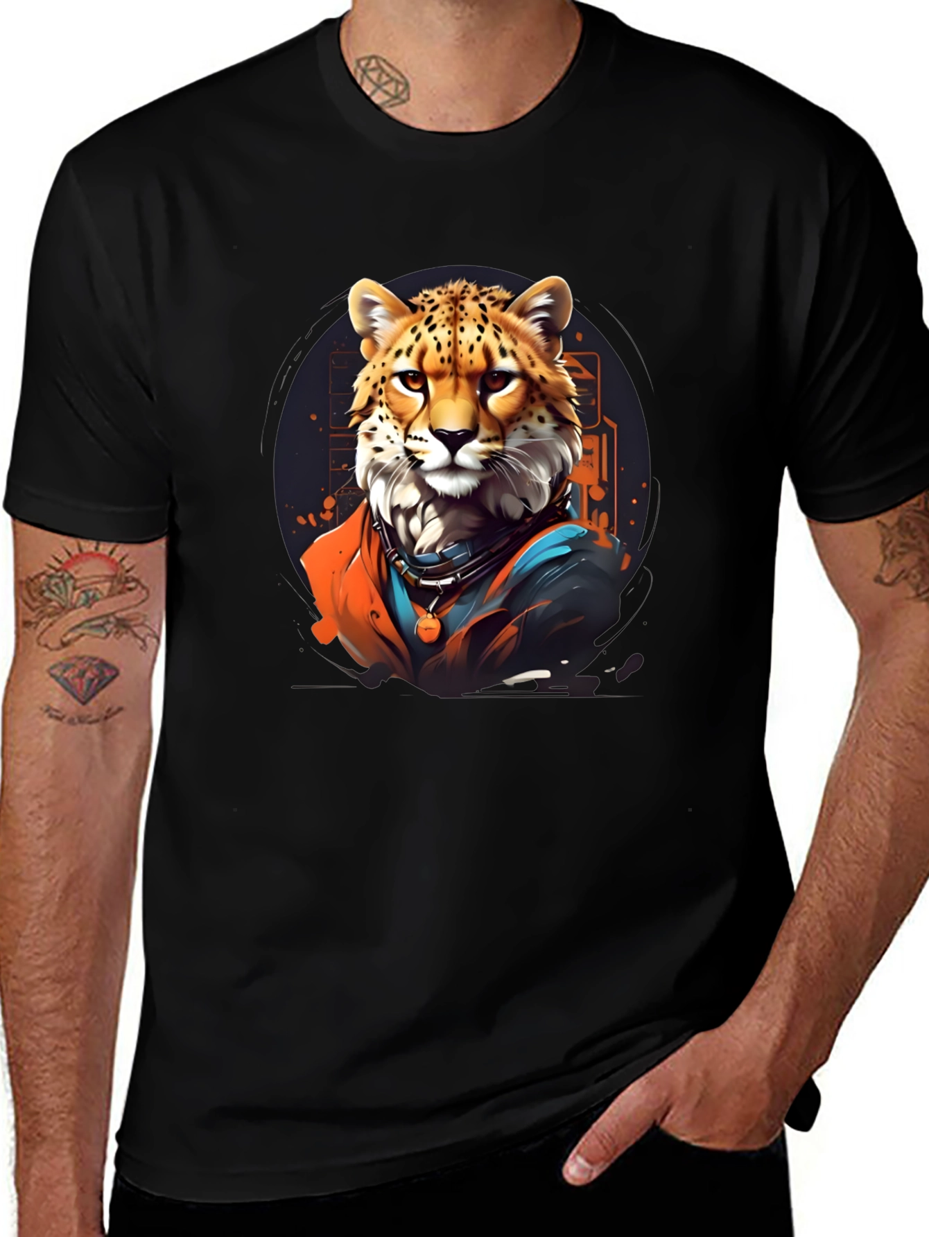 Cool Cheetah Graphic Tee - Black T-Shirt