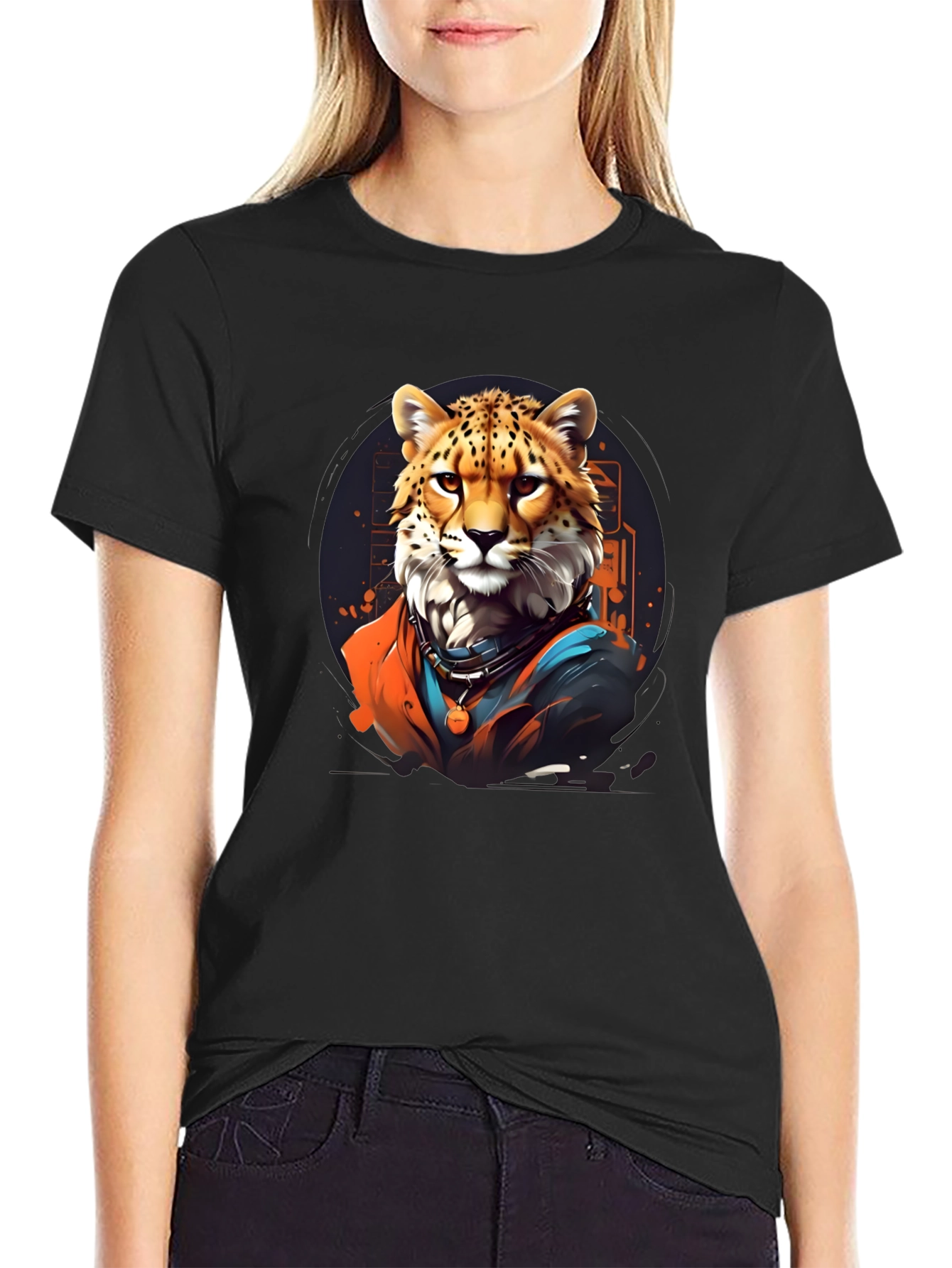 Cool Cheetah Graphic Tee - Black T-Shirt