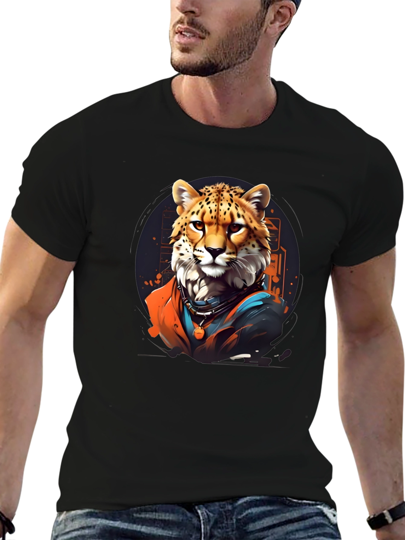 Cool Cheetah Graphic Tee - Black T-Shirt