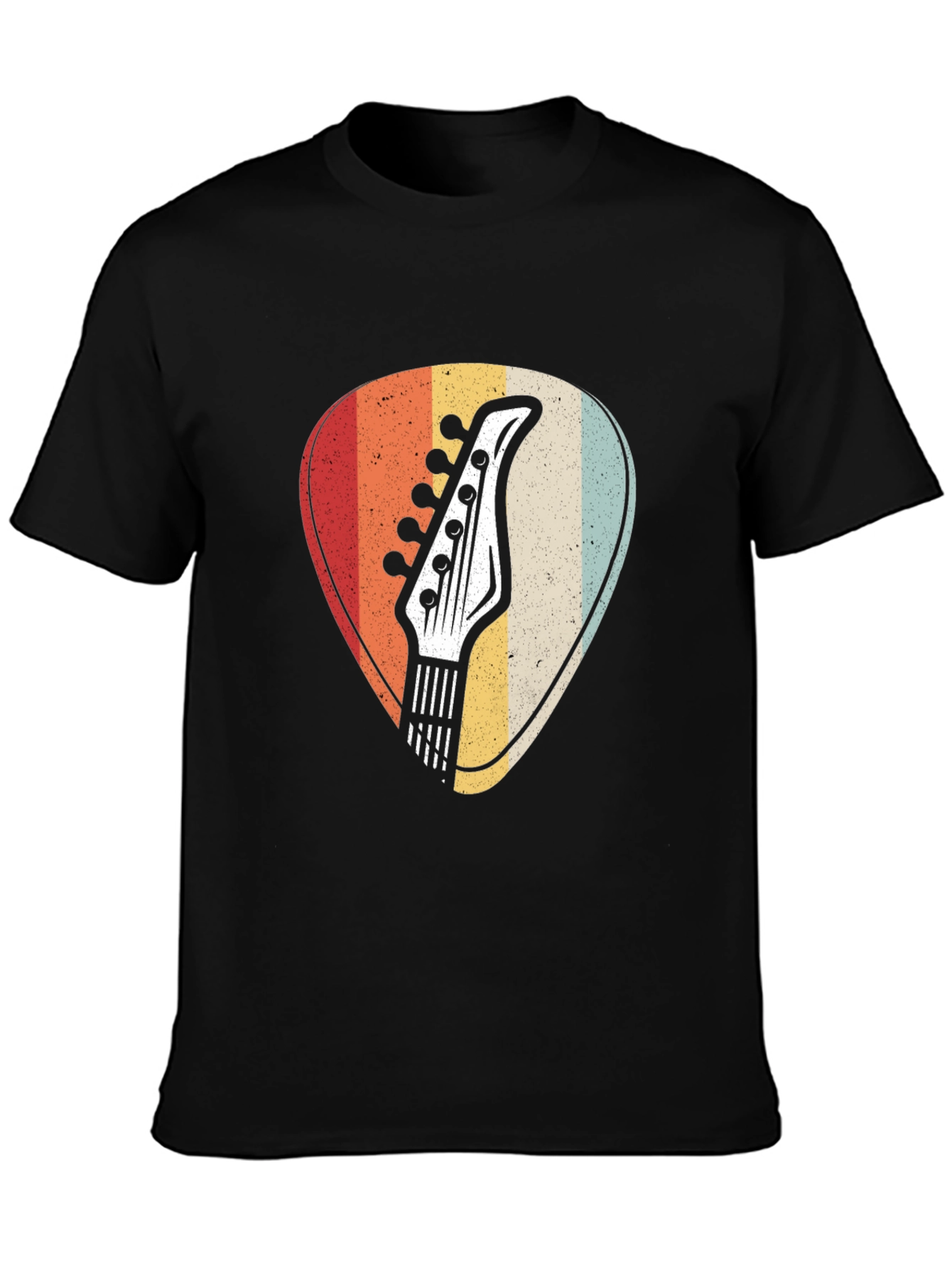 Retro Guitar Pick Graphic Tee - Musicians Black T-Shirt
