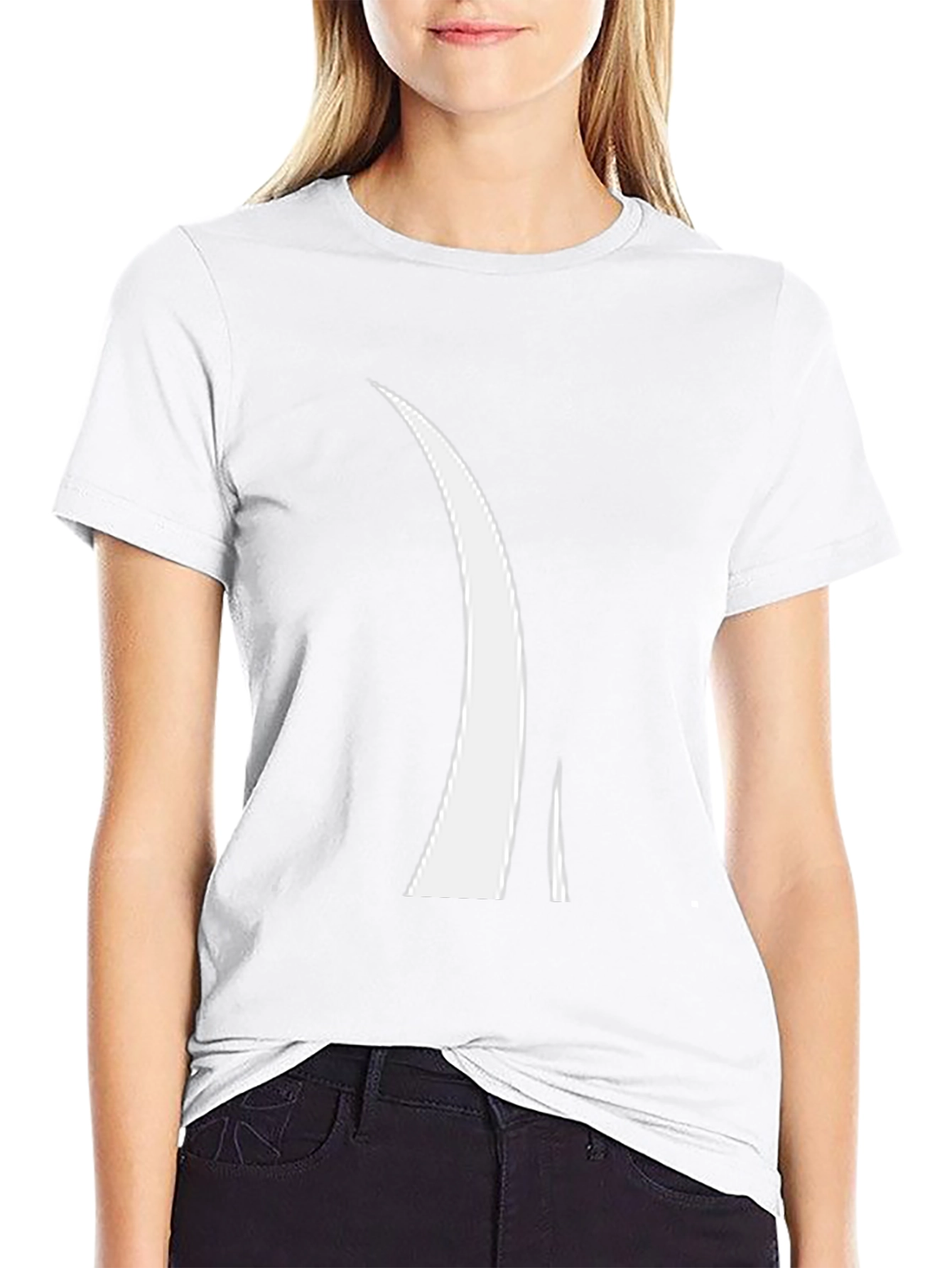 Minimalist White Curved Design Black T-Shirt