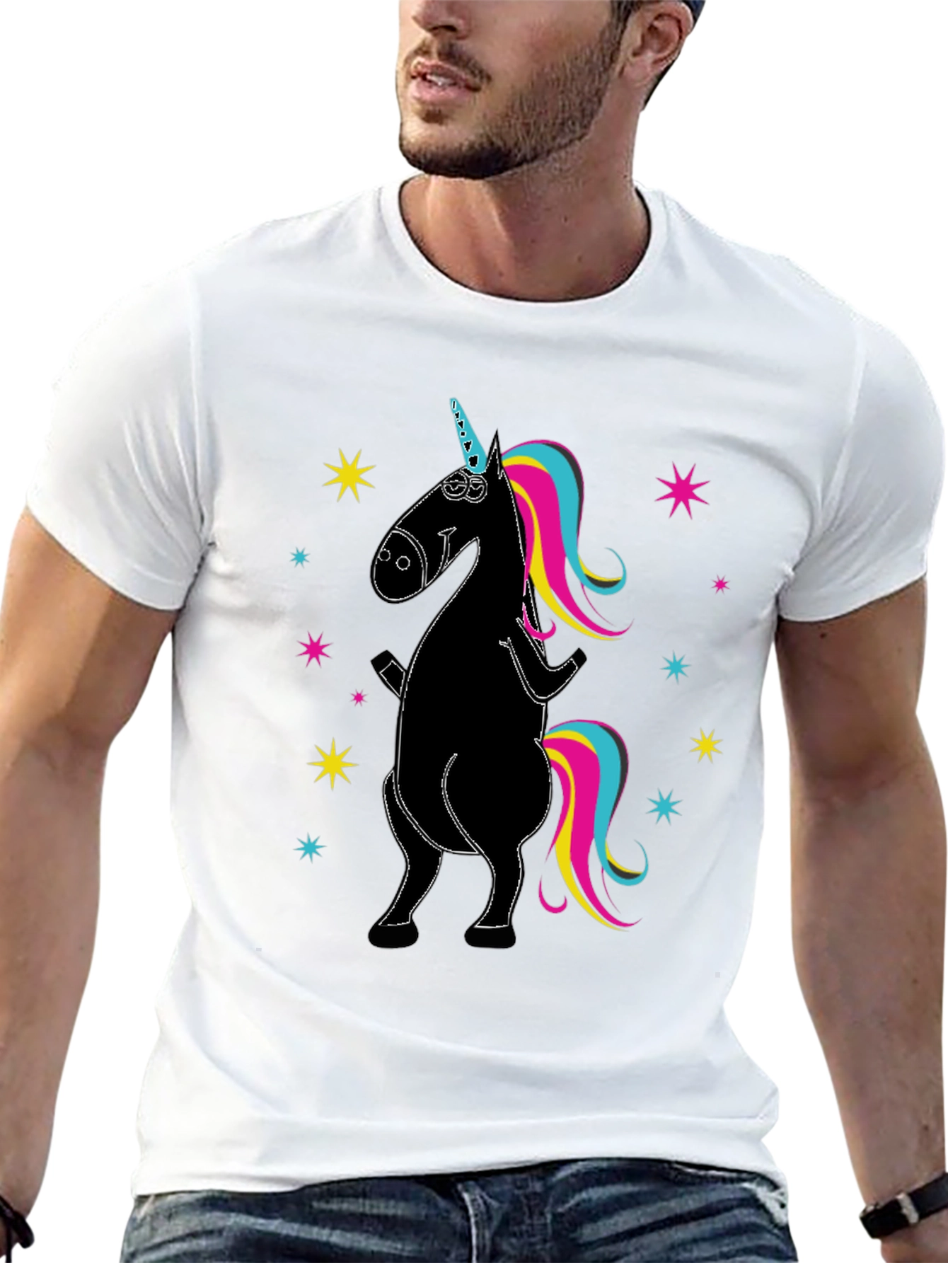 Unicorn Graphic Print Crew Neck T-Shirt