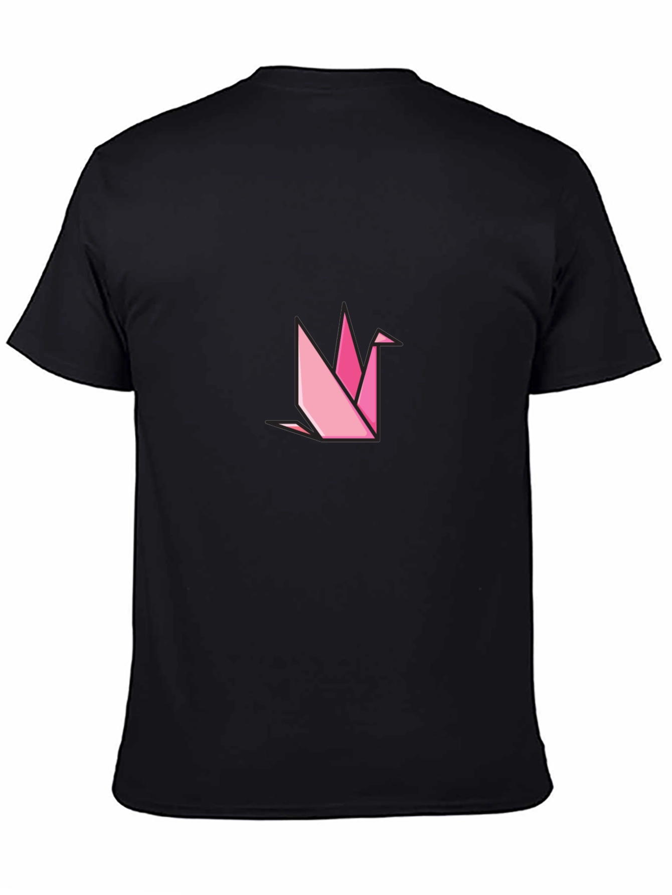 Geometric Origami Crane Black T-Shirt