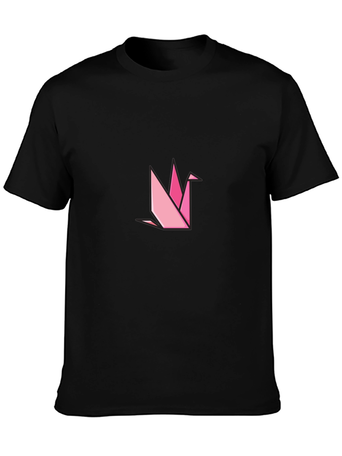 Geometric Origami Crane Black T-Shirt