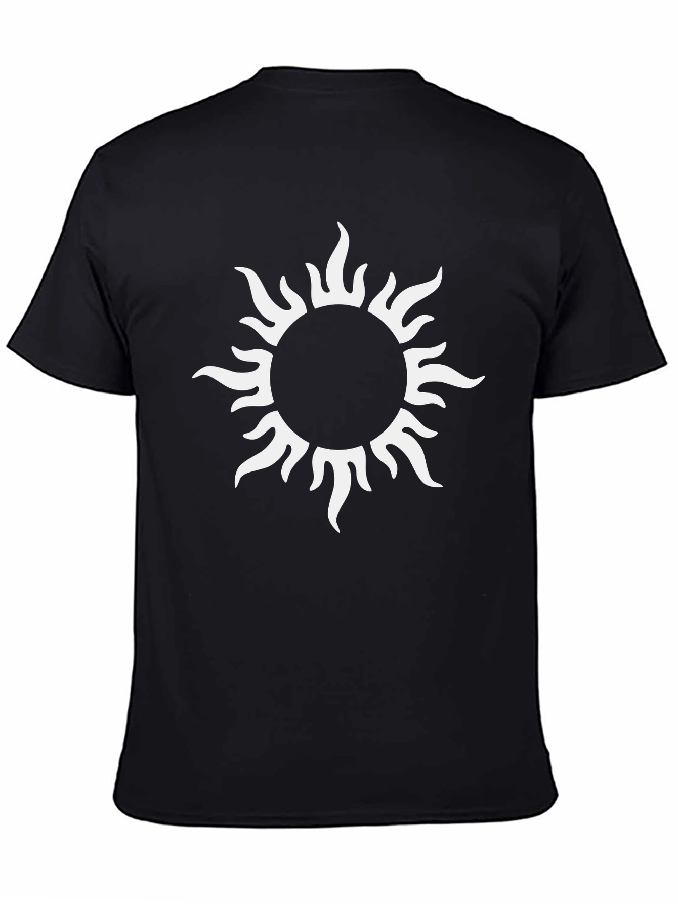 Mens Black T-Shirt with White Sun Graphic