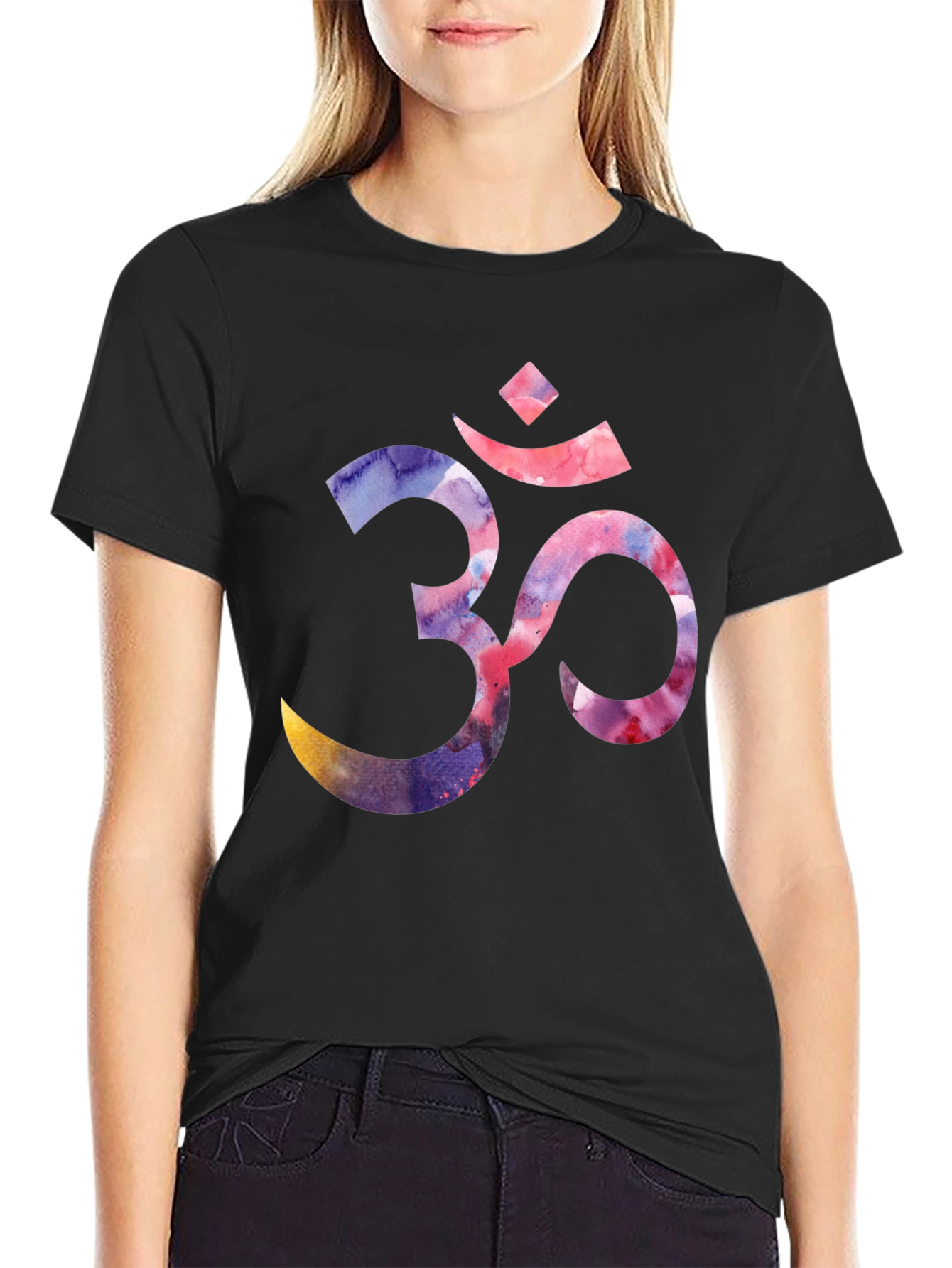 Om Symbol Graphic T-Shirt - Black Crew Neck Tee